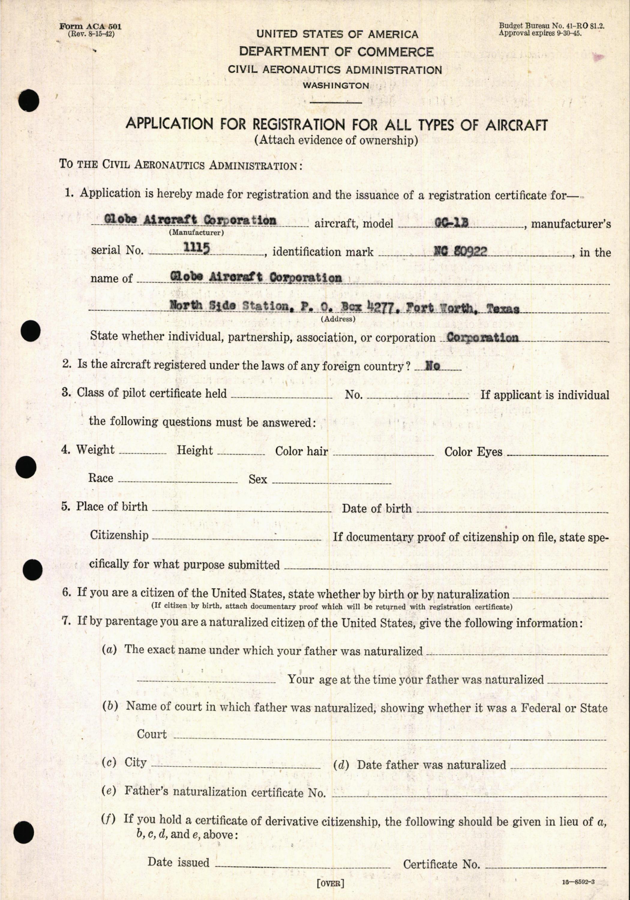 Sample page 3 from AirCorps Library document: Technical Information for Serial Number 1115