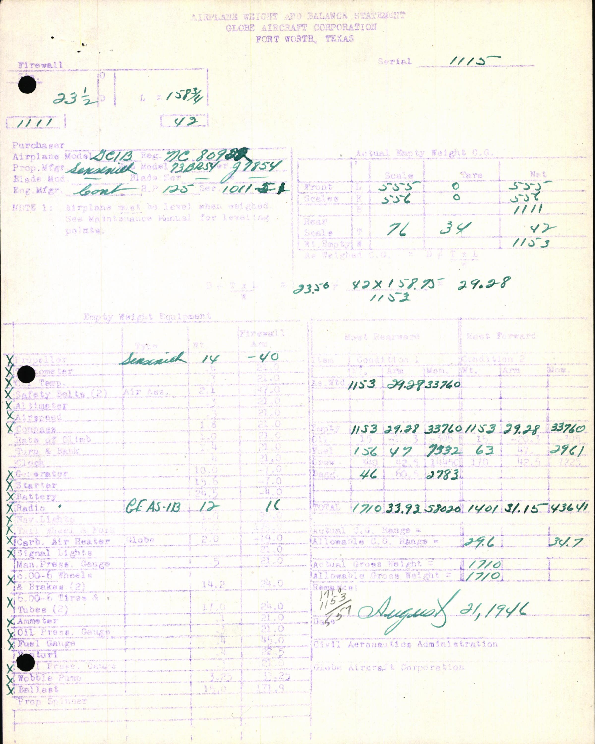 Sample page 7 from AirCorps Library document: Technical Information for Serial Number 1115