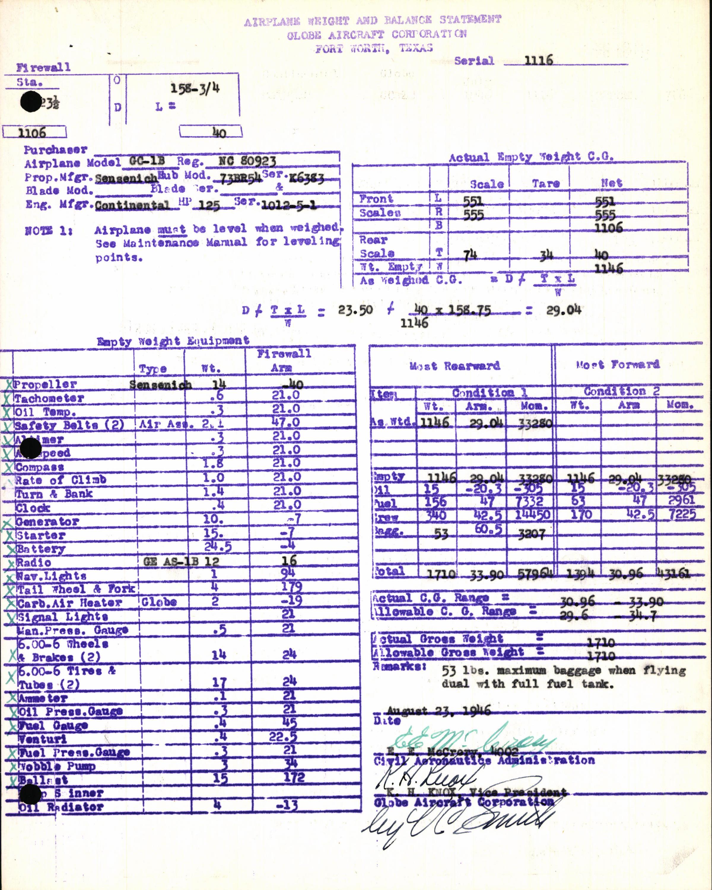 Sample page 5 from AirCorps Library document: Technical Information for Serial Number 1116