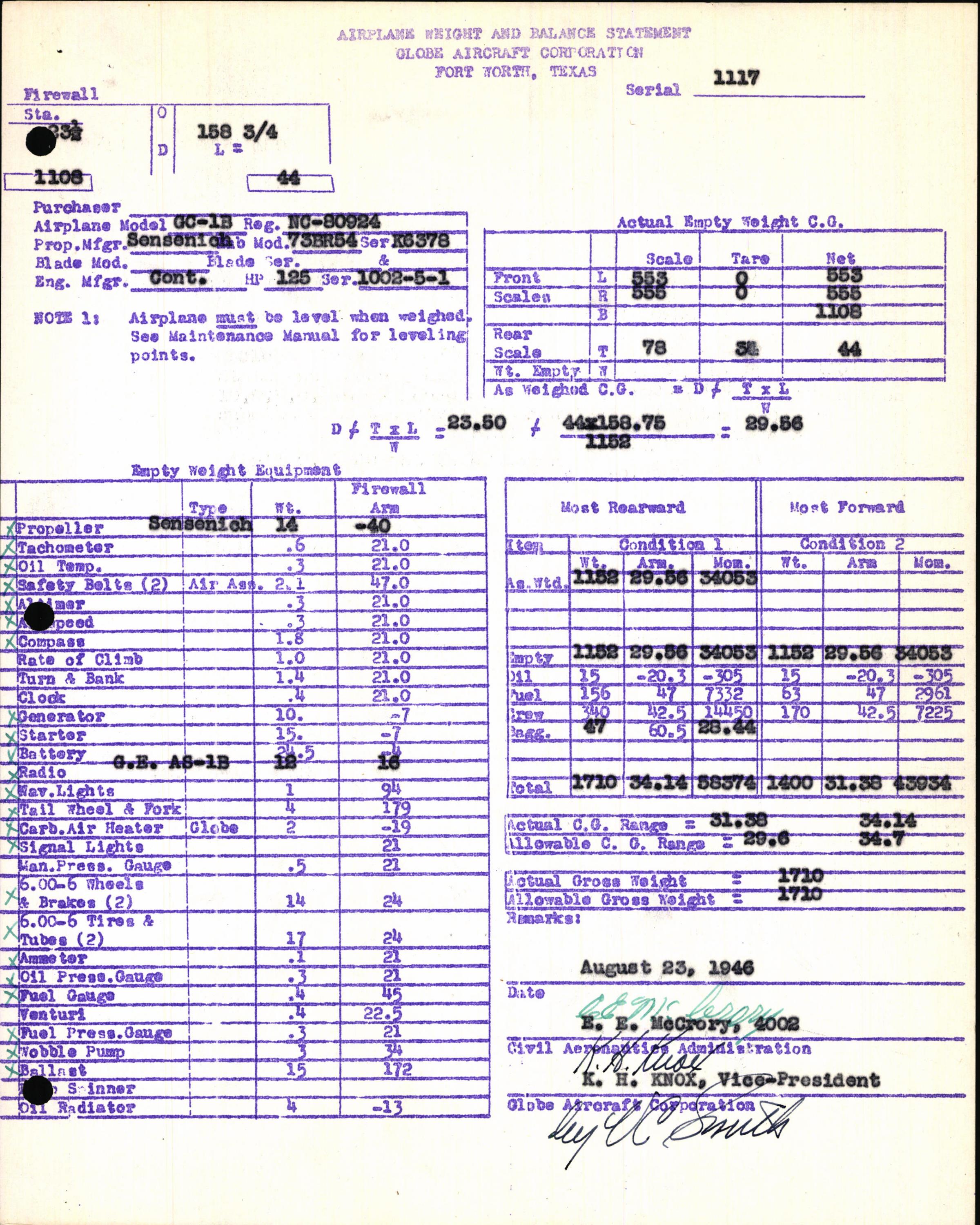 Sample page 5 from AirCorps Library document: Technical Information for Serial Number 1117