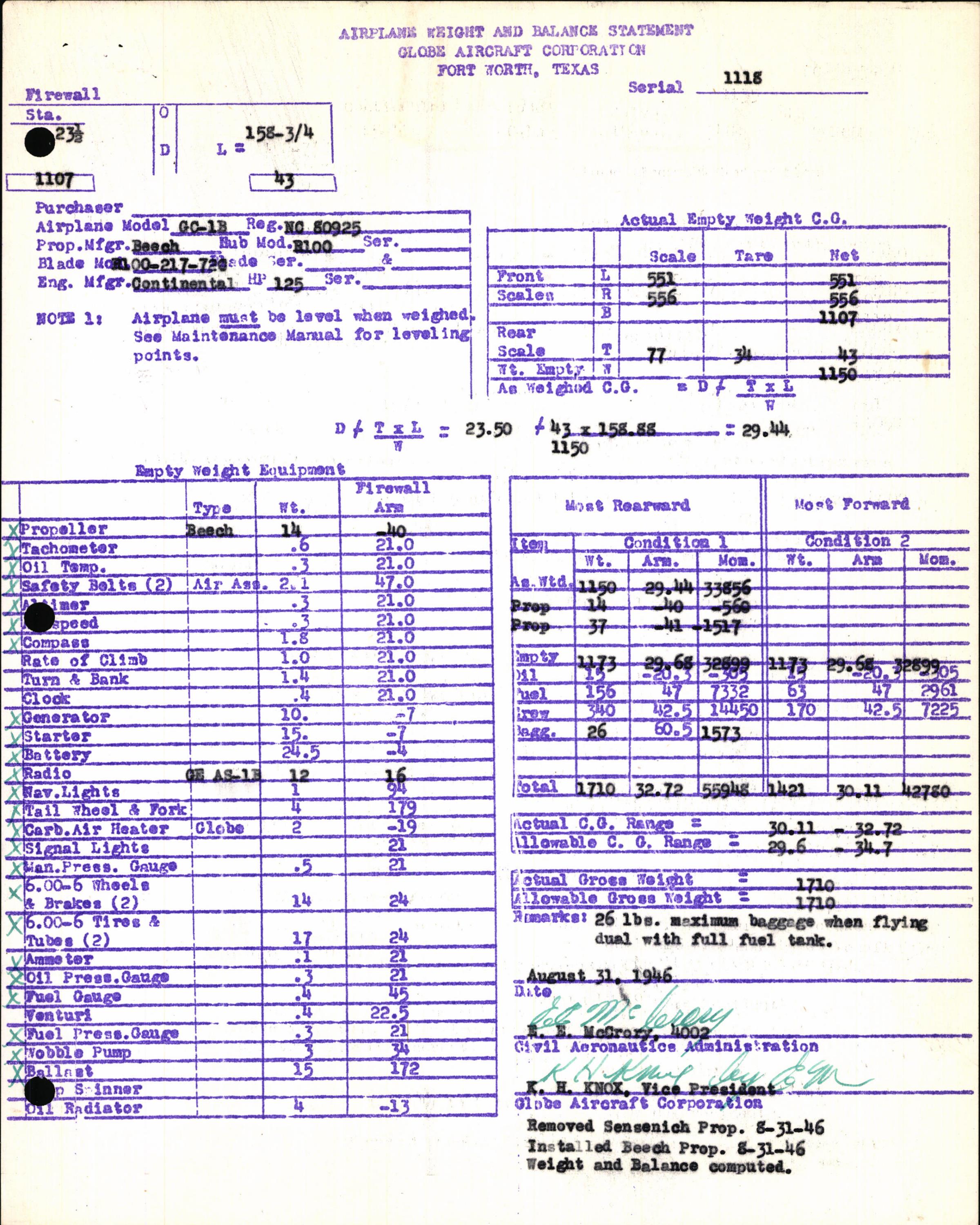 Sample page 7 from AirCorps Library document: Technical Information for Serial Number 1118