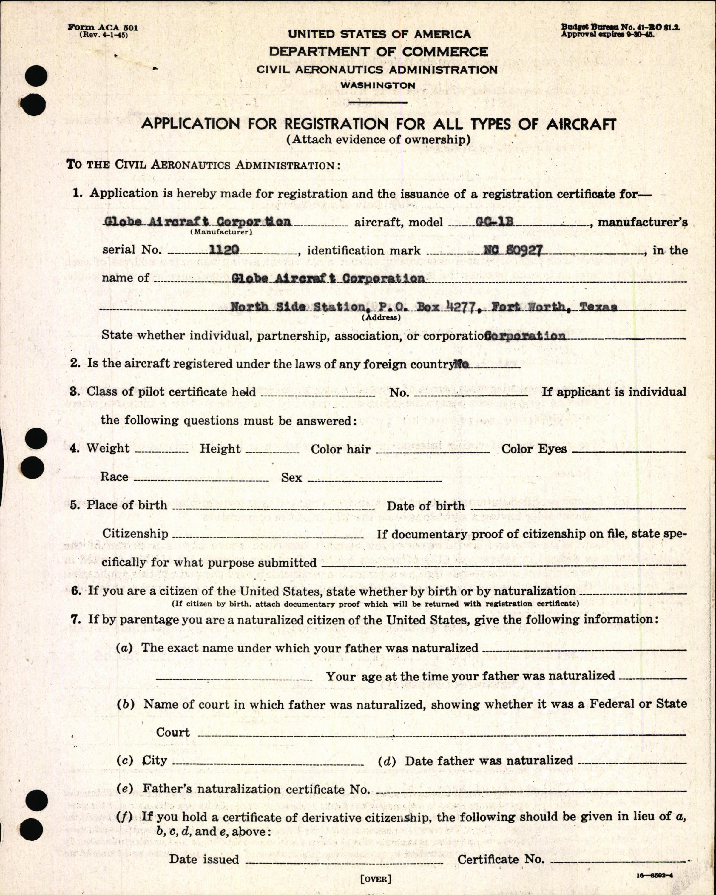 Sample page 3 from AirCorps Library document: Technical Information for Serial Number 1120