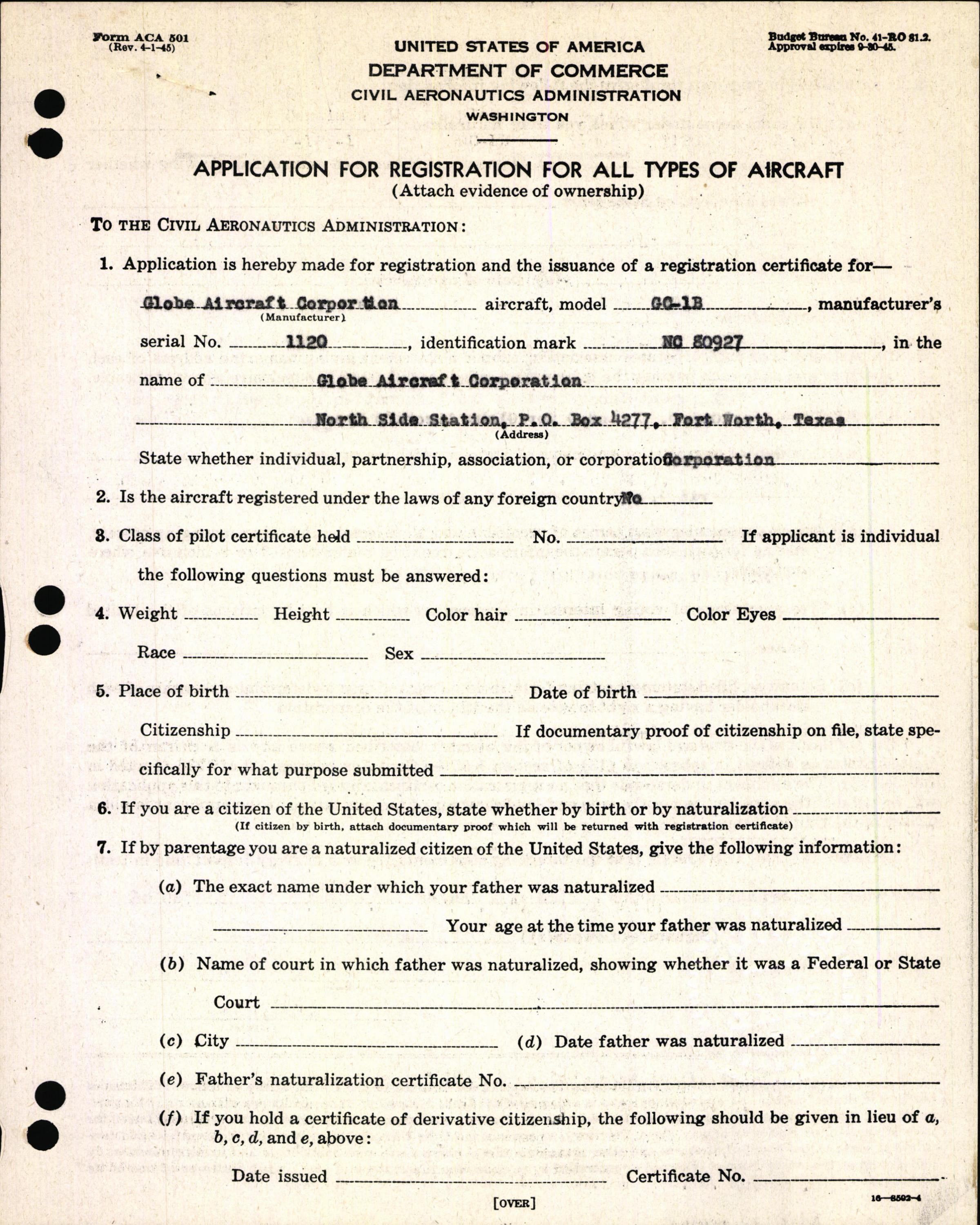 Sample page 3 from AirCorps Library document: Technical Information for Serial Number 1120