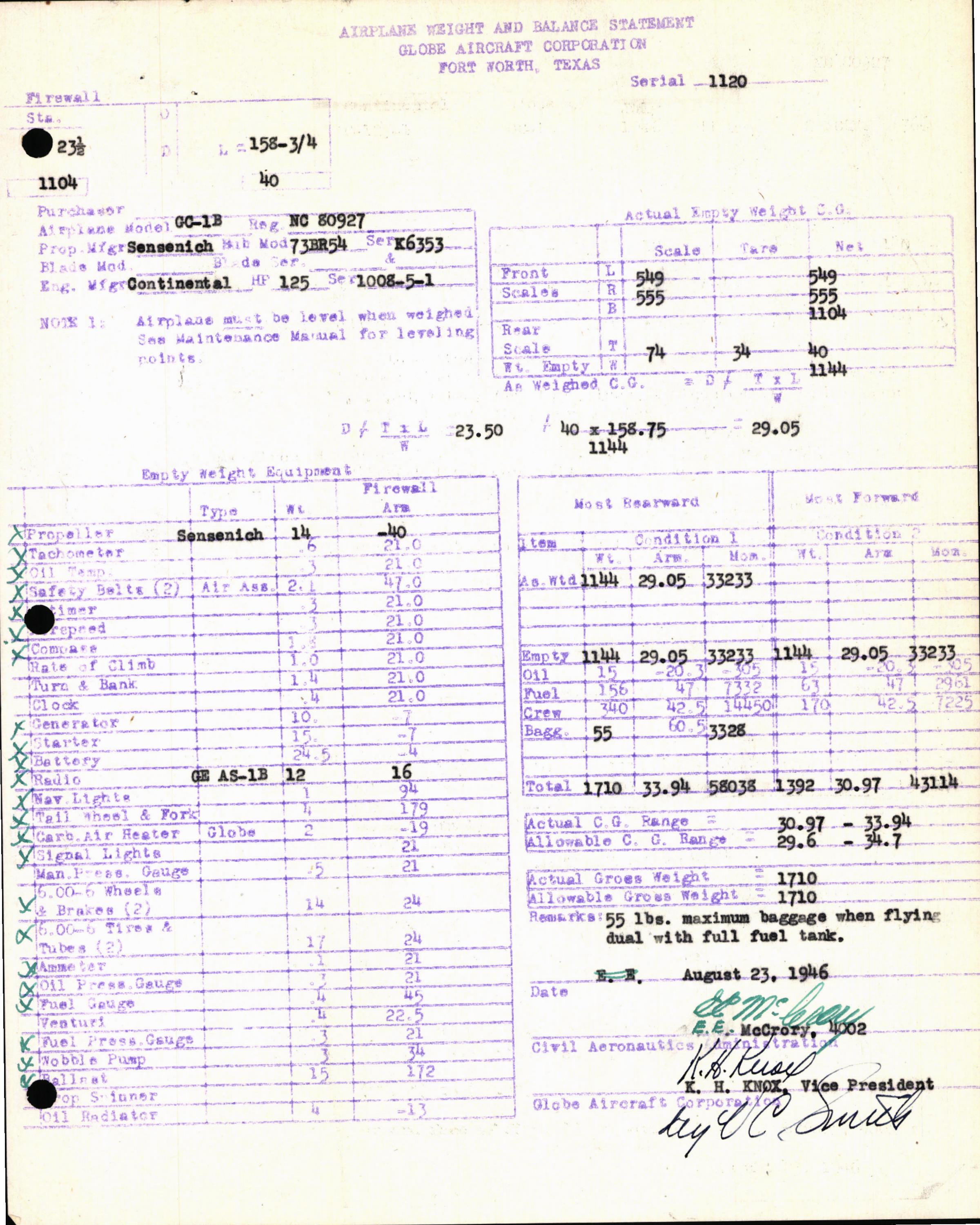 Sample page 5 from AirCorps Library document: Technical Information for Serial Number 1120