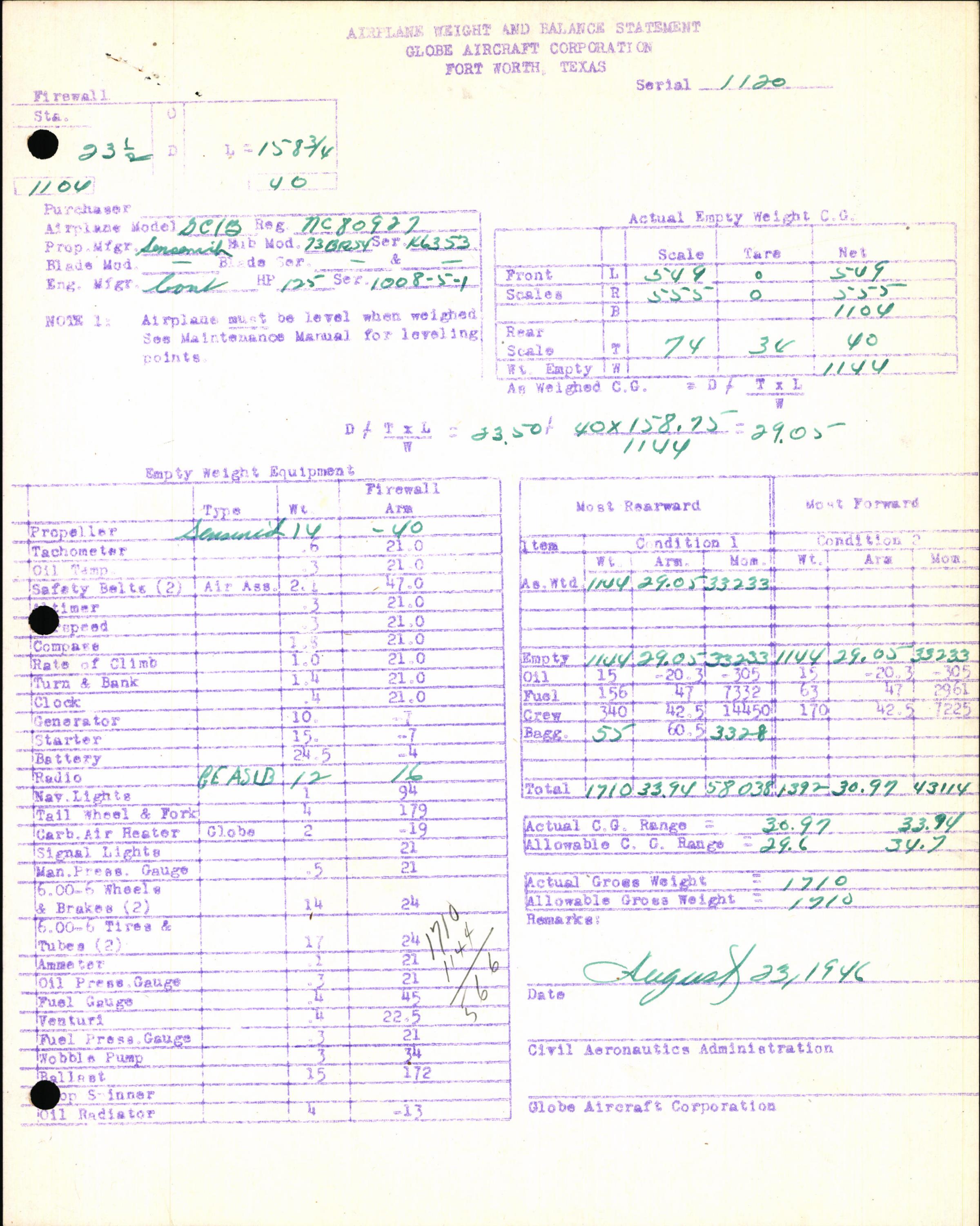 Sample page 7 from AirCorps Library document: Technical Information for Serial Number 1120
