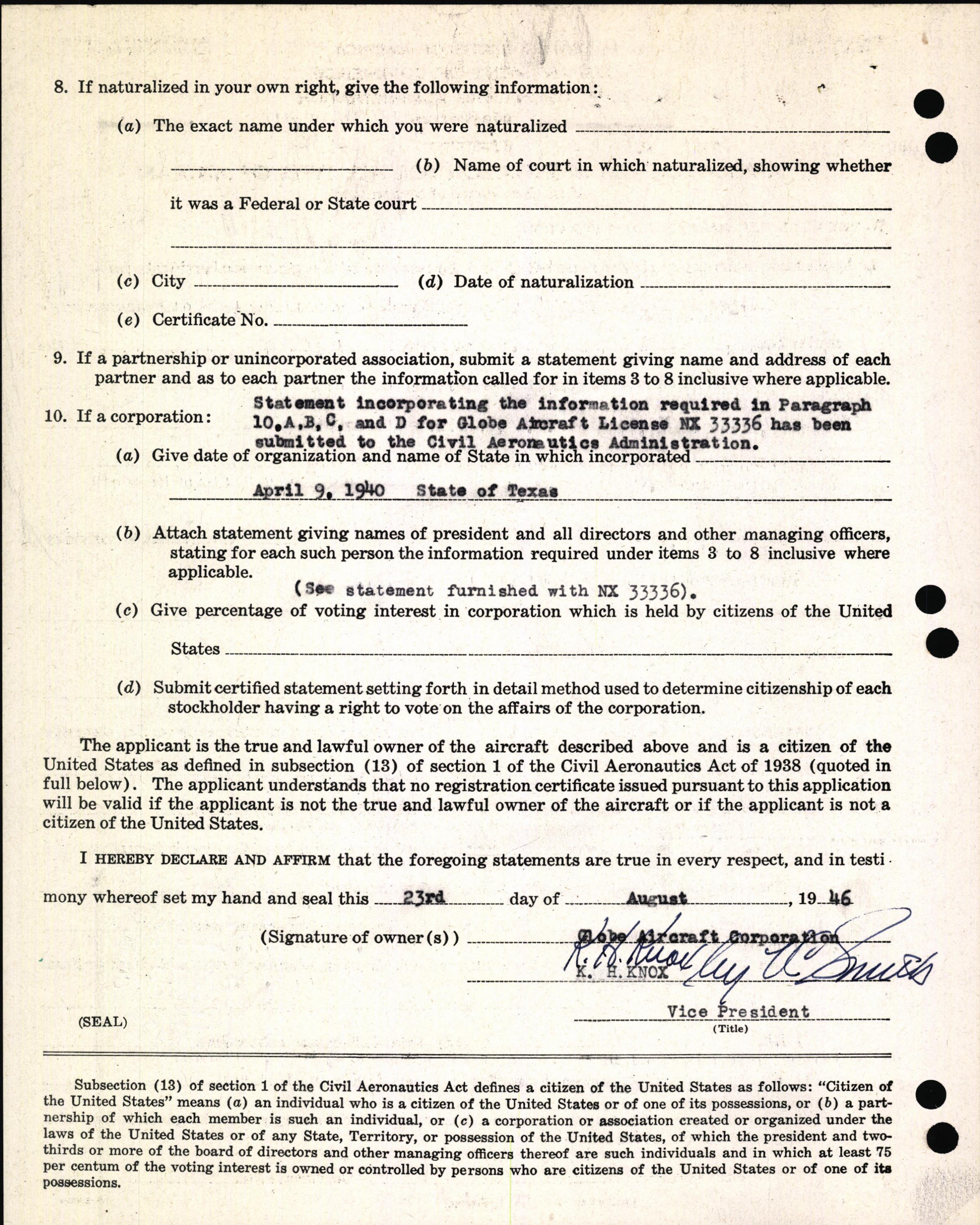 Sample page 4 from AirCorps Library document: Technical Information for Serial Number 1121