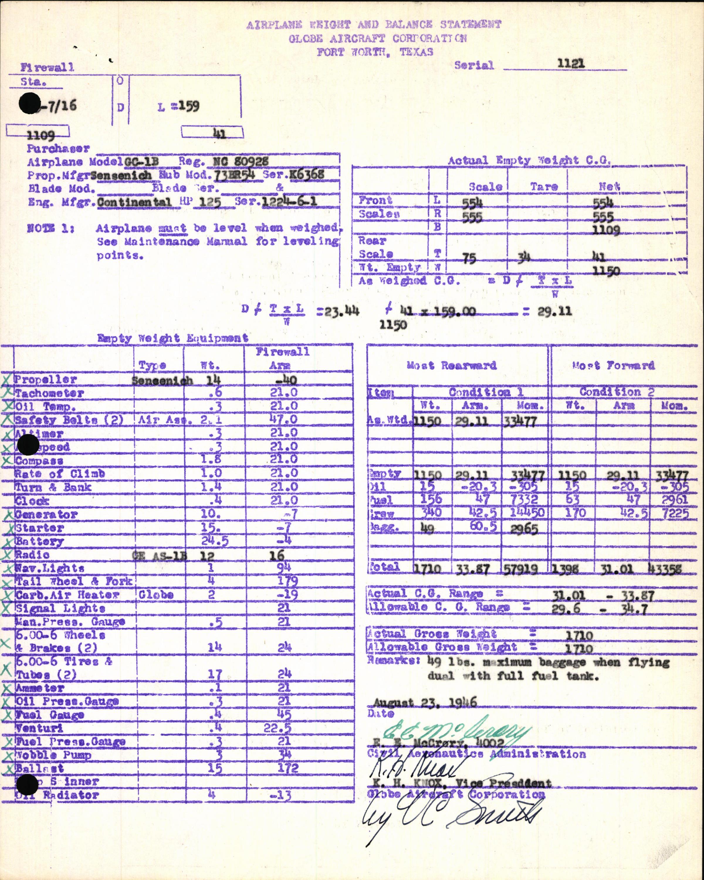 Sample page 7 from AirCorps Library document: Technical Information for Serial Number 1121
