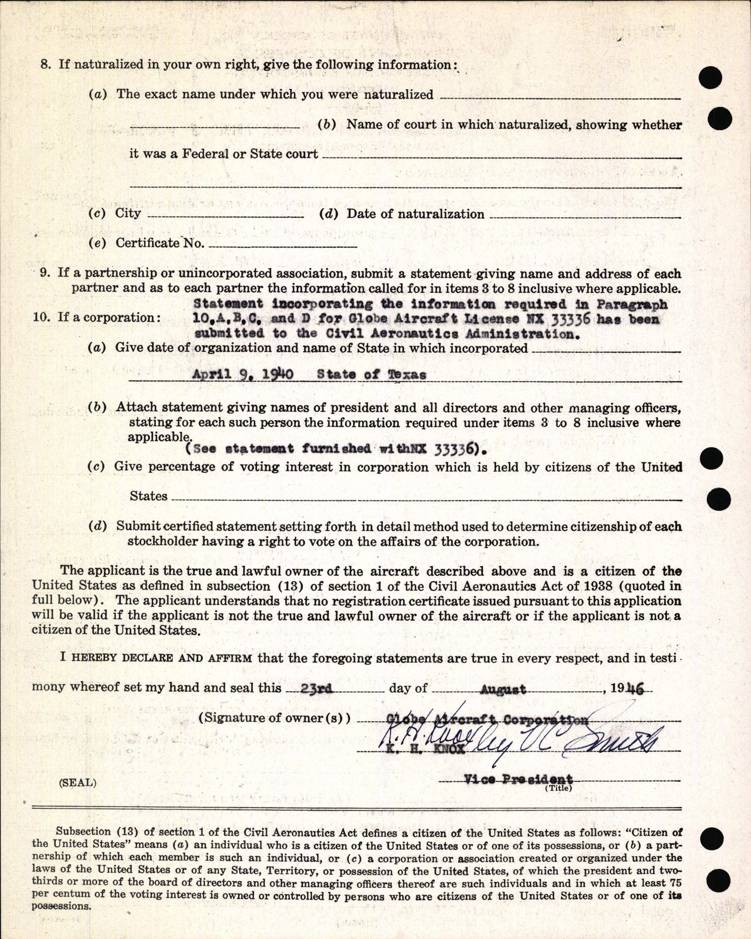 Sample page 4 from AirCorps Library document: Technical Information for Serial Number 1122