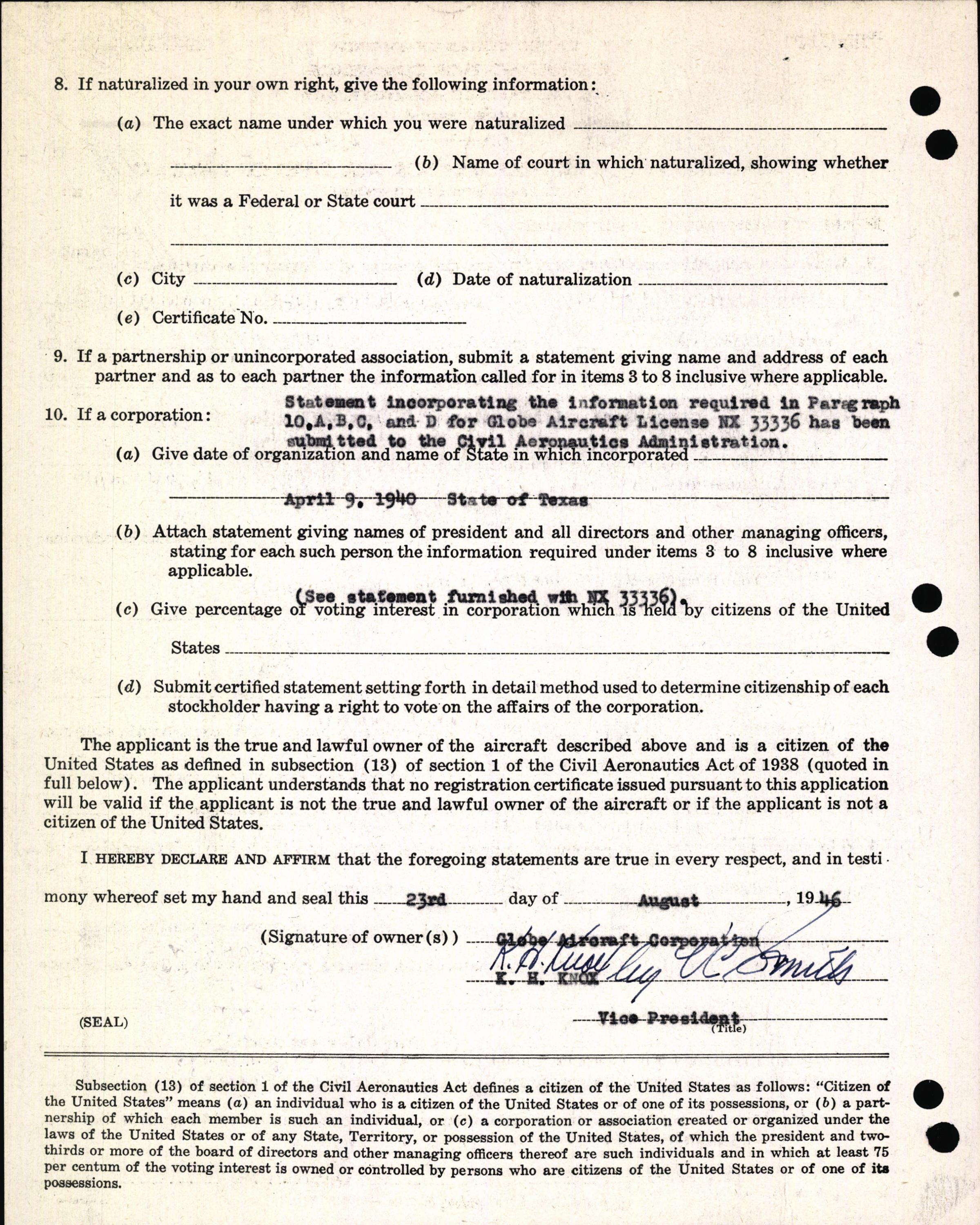 Sample page 4 from AirCorps Library document: Technical Information for Serial Number 1123