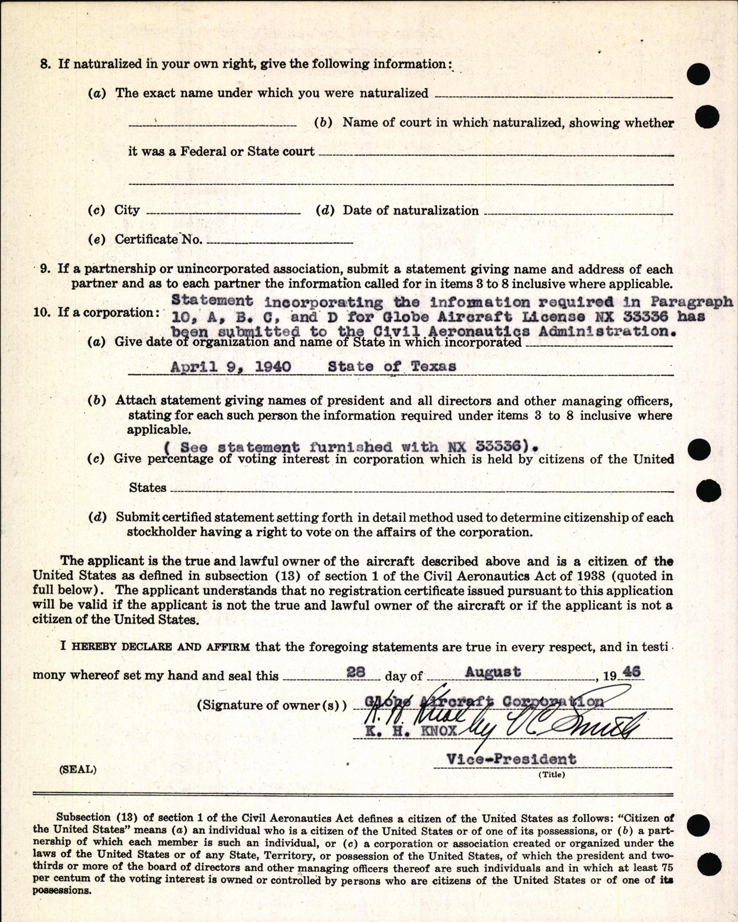 Sample page 4 from AirCorps Library document: Technical Information for Serial Number 1125