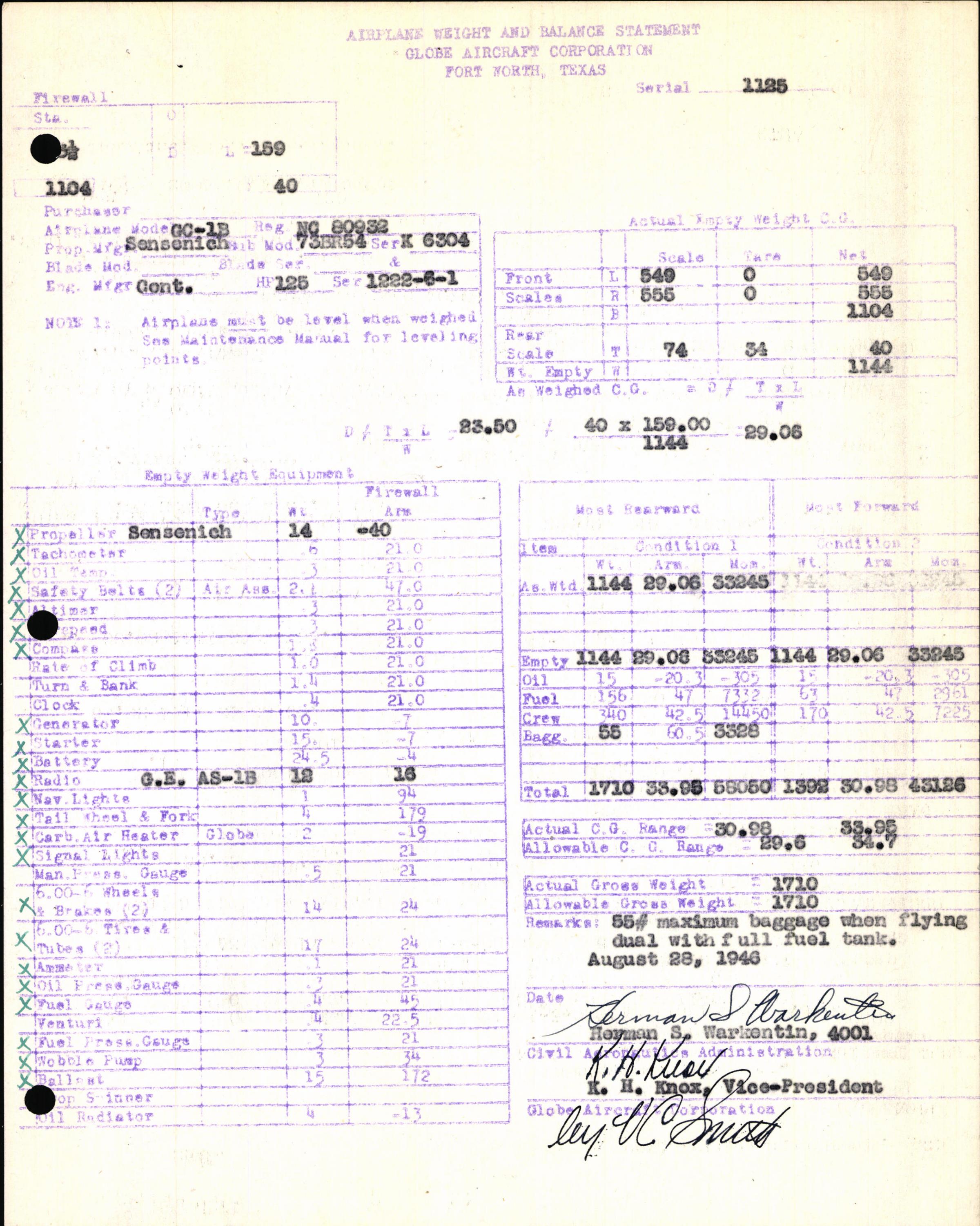 Sample page 7 from AirCorps Library document: Technical Information for Serial Number 1125