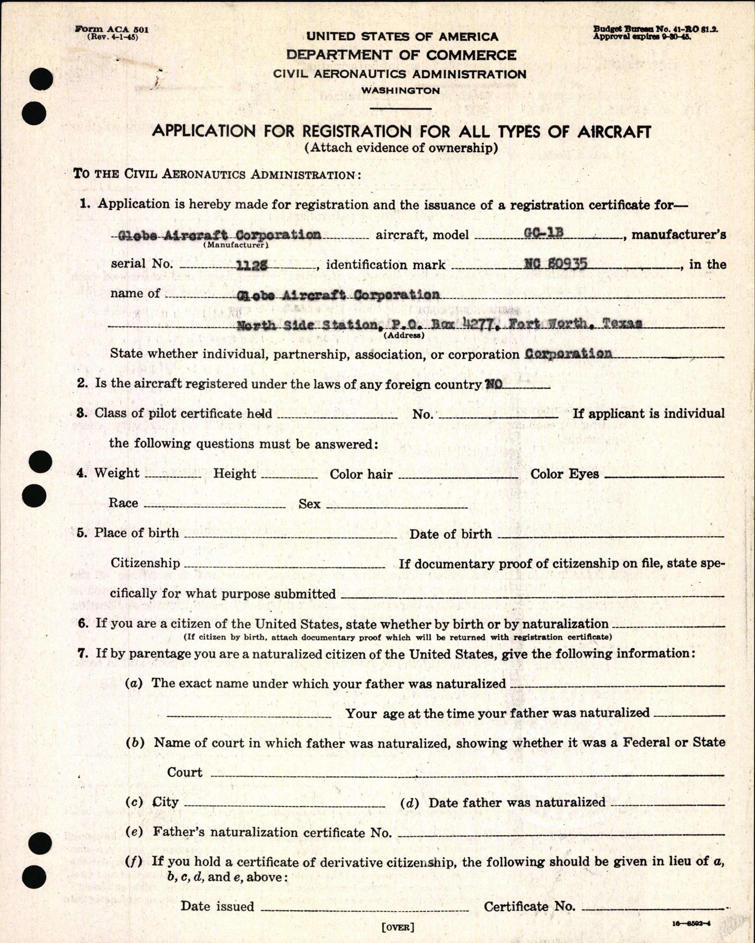 Sample page 3 from AirCorps Library document: Technical Information for Serial Number 1128