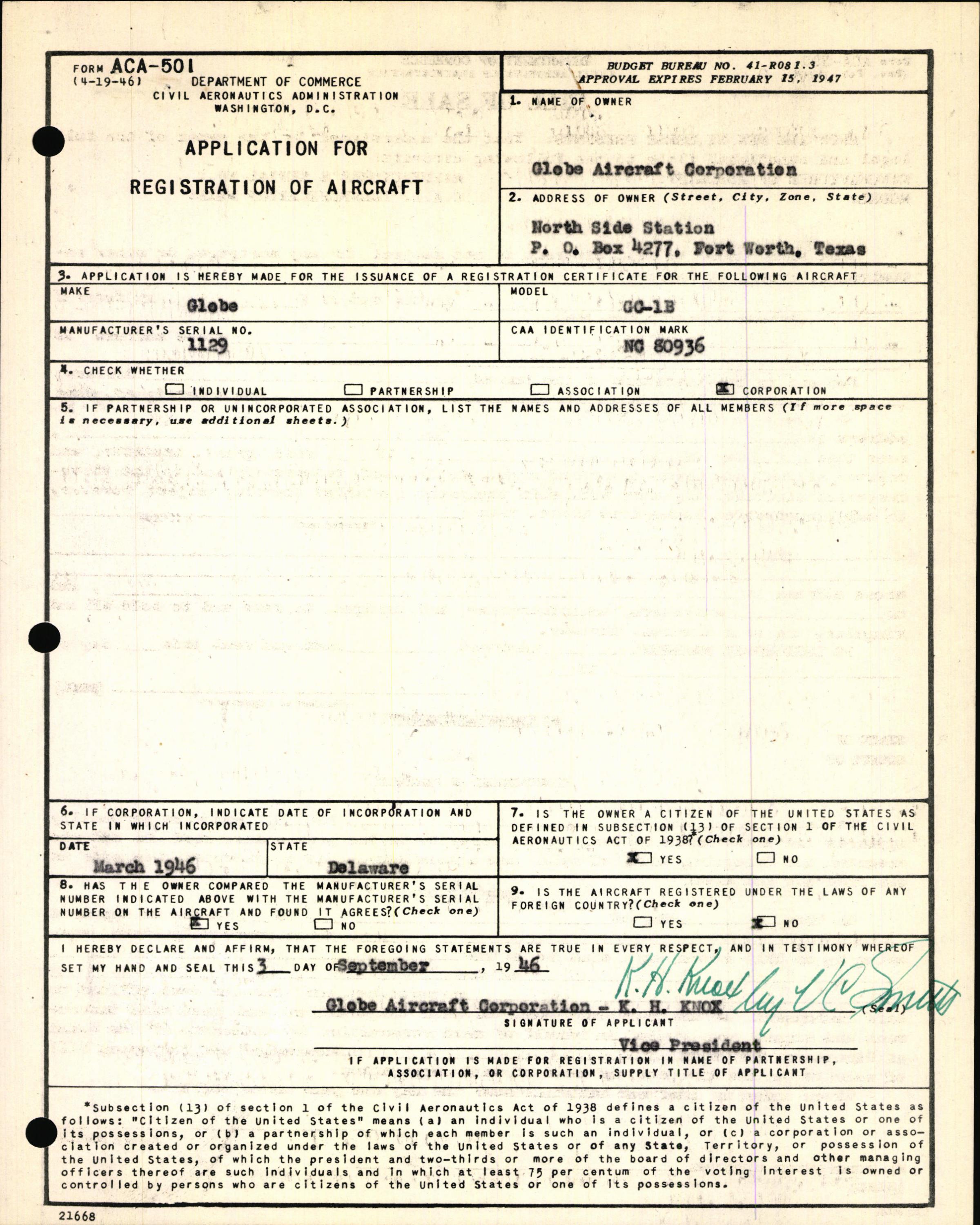 Sample page 3 from AirCorps Library document: Technical Information for Serial Number 1129