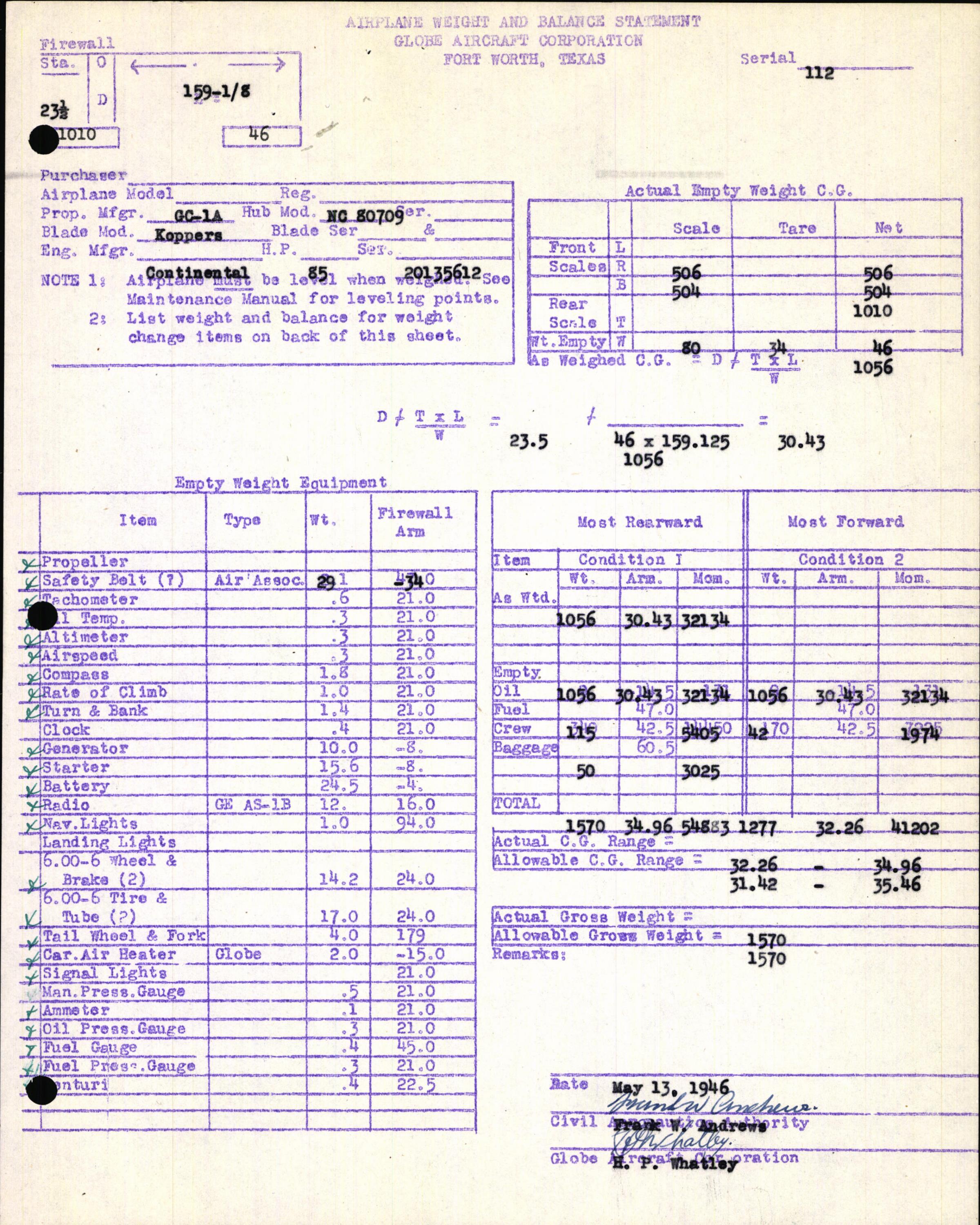Sample page 11 from AirCorps Library document: Technical Information for Serial Number 112