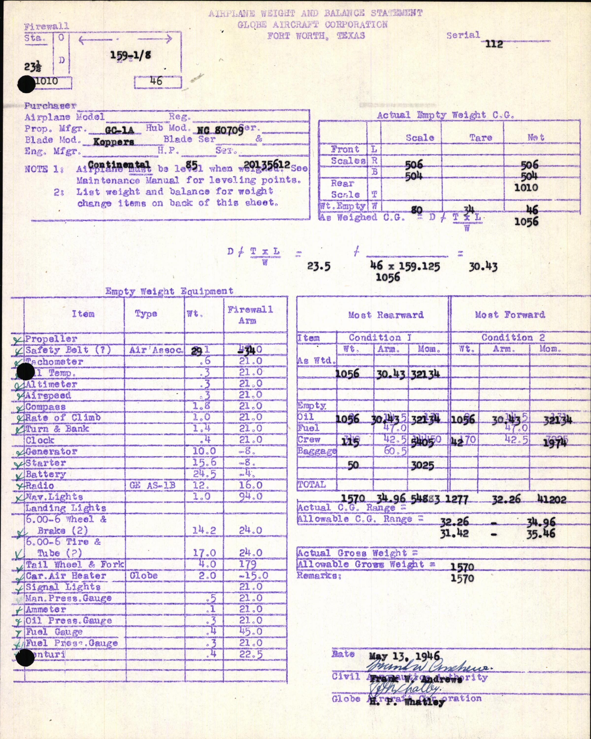 Sample page 11 from AirCorps Library document: Technical Information for Serial Number 112