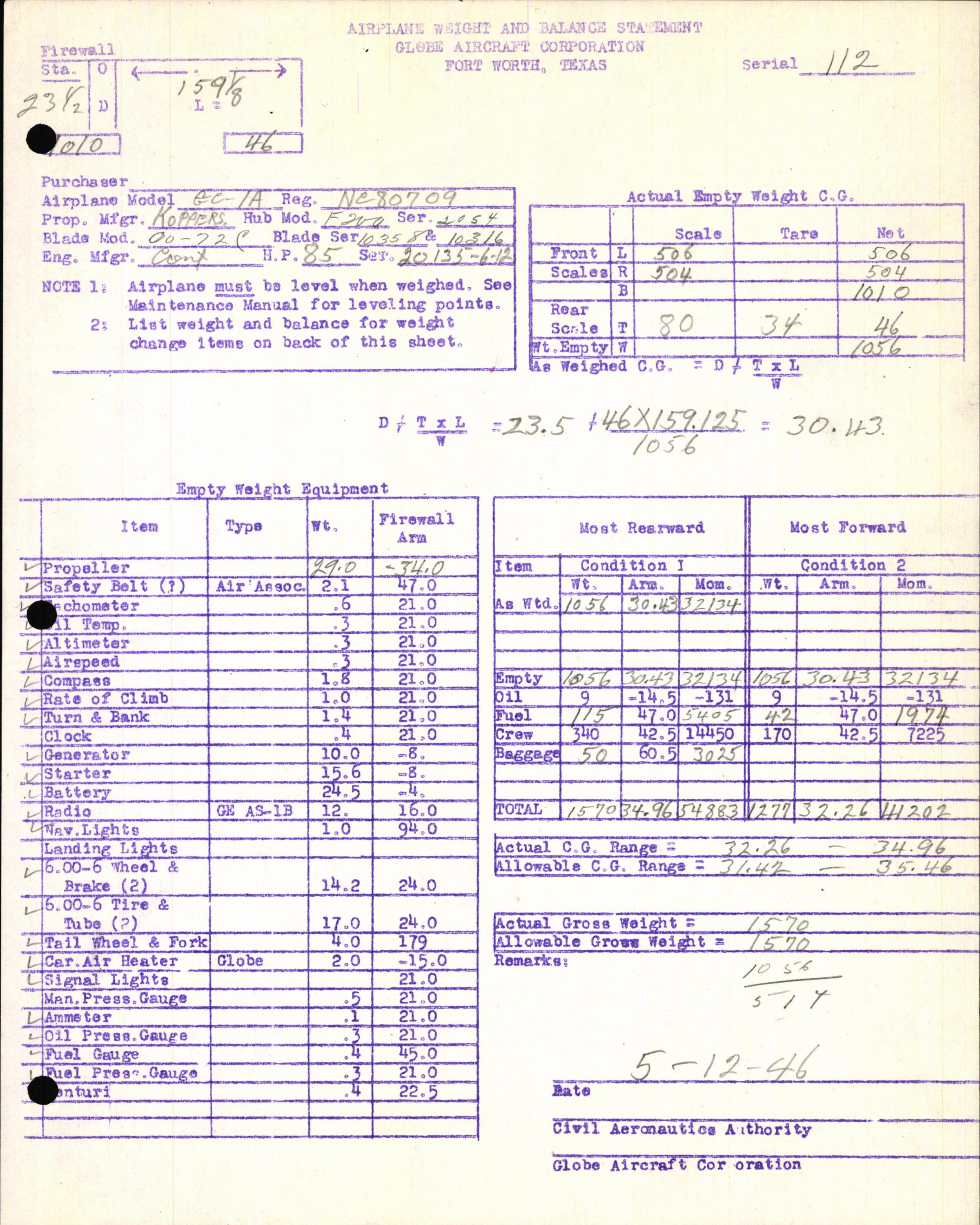 Sample page 13 from AirCorps Library document: Technical Information for Serial Number 112