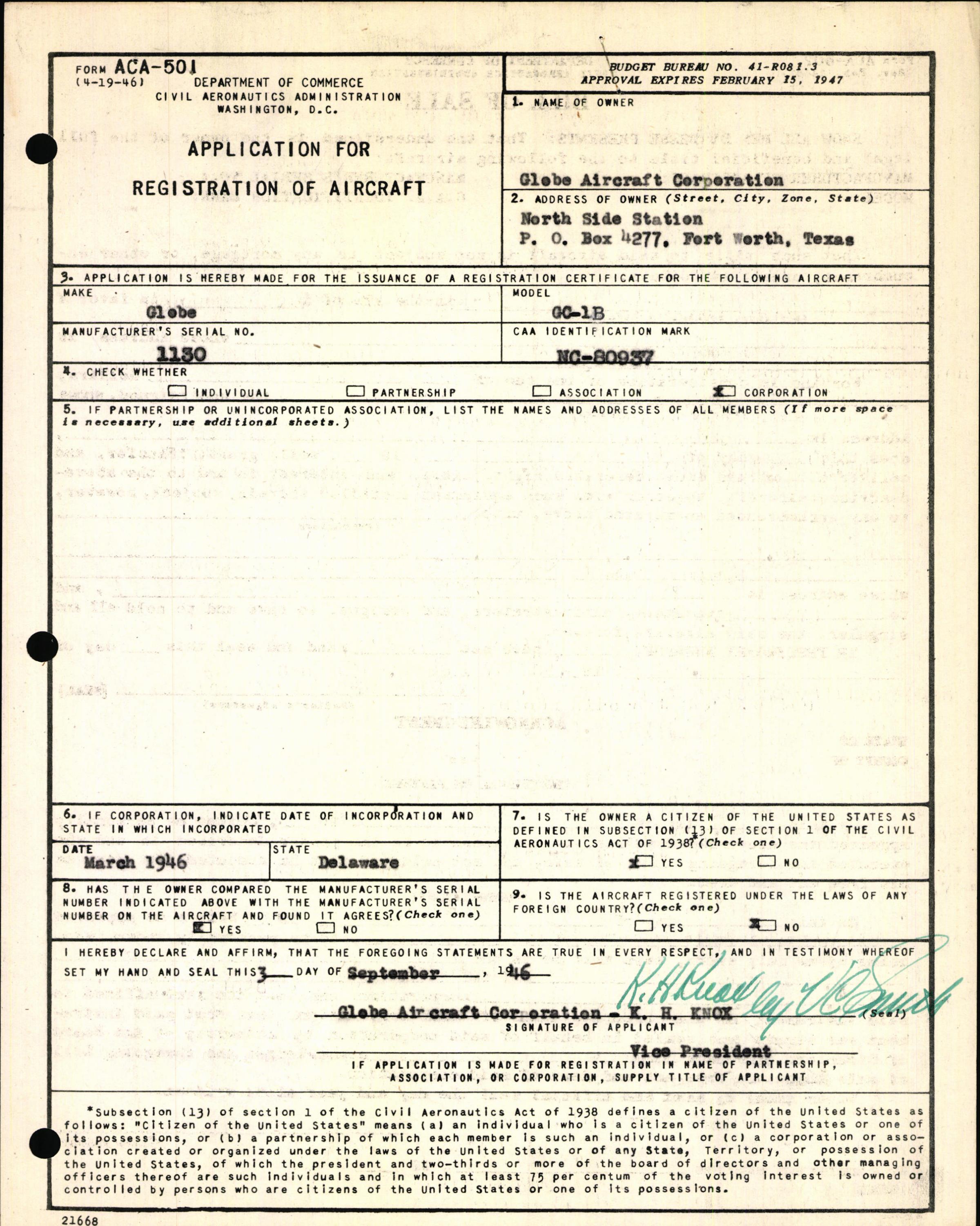 Sample page 3 from AirCorps Library document: Technical Information for Serial Number 1130