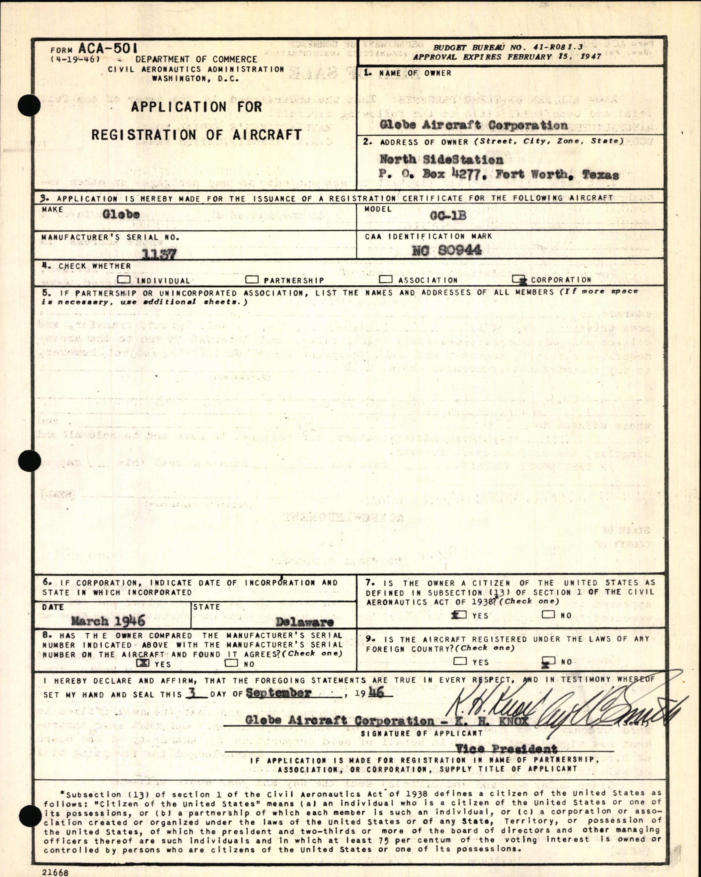 Sample page 3 from AirCorps Library document: Technical Information for Serial Number 1137