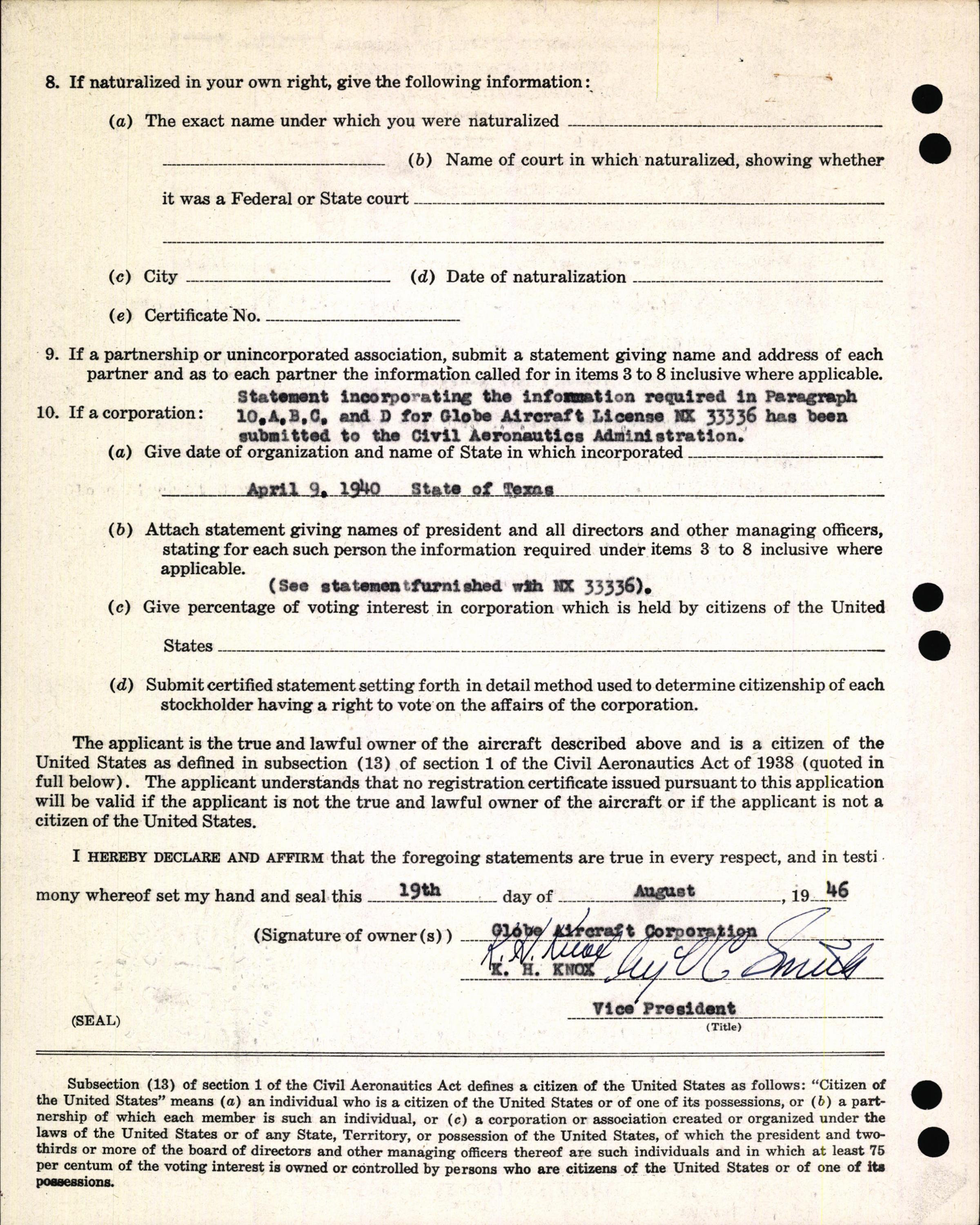 Sample page 4 from AirCorps Library document: Technical Information for Serial Number 1138