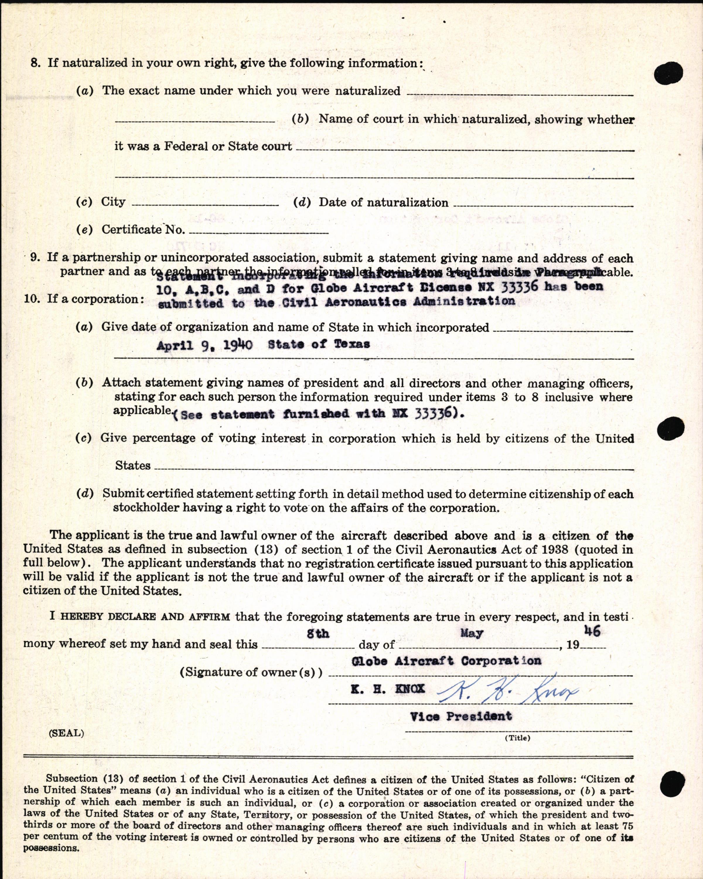 Sample page 12 from AirCorps Library document: Technical Information for Serial Number 113