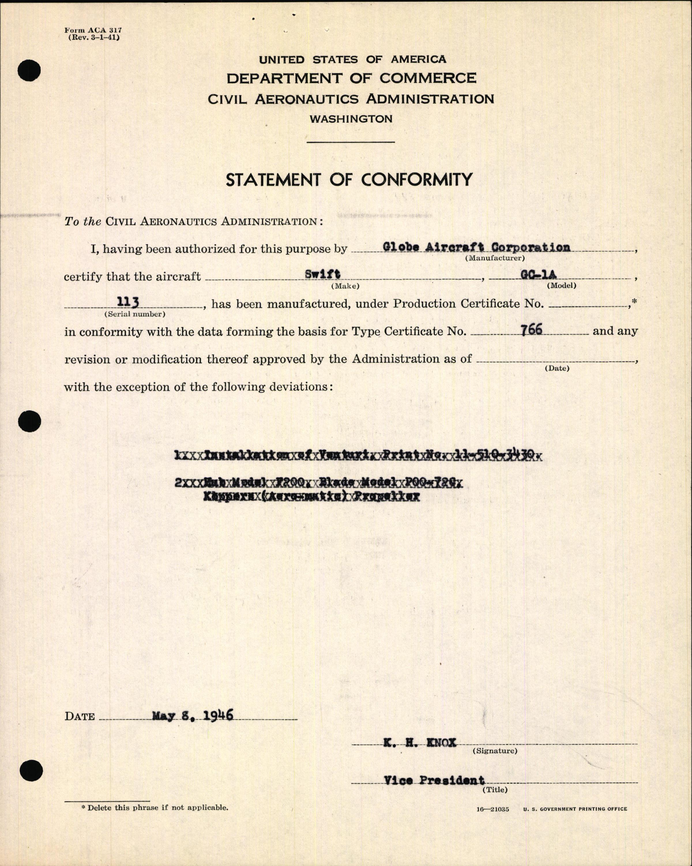 Sample page 13 from AirCorps Library document: Technical Information for Serial Number 113