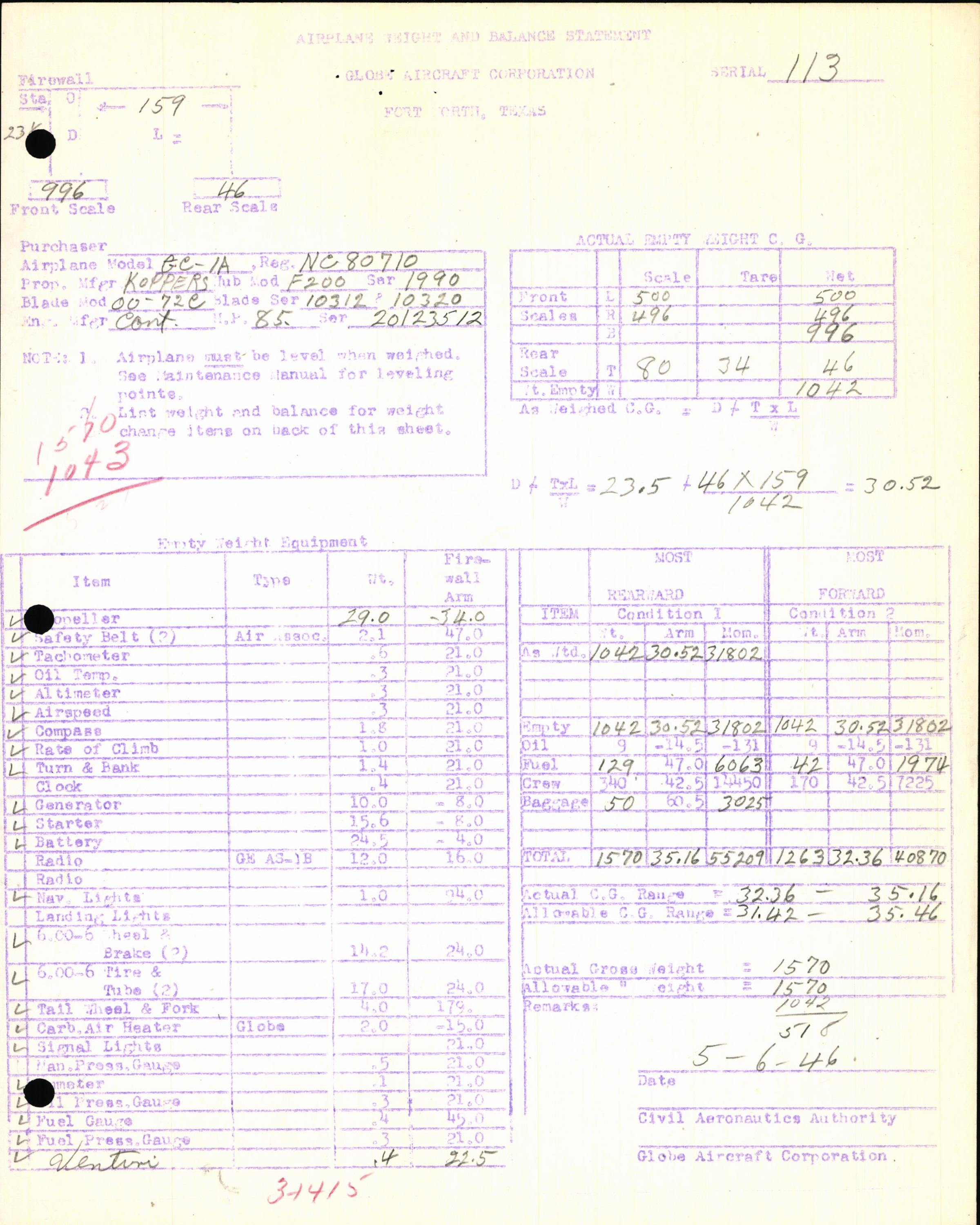 Sample page 9 from AirCorps Library document: Technical Information for Serial Number 113