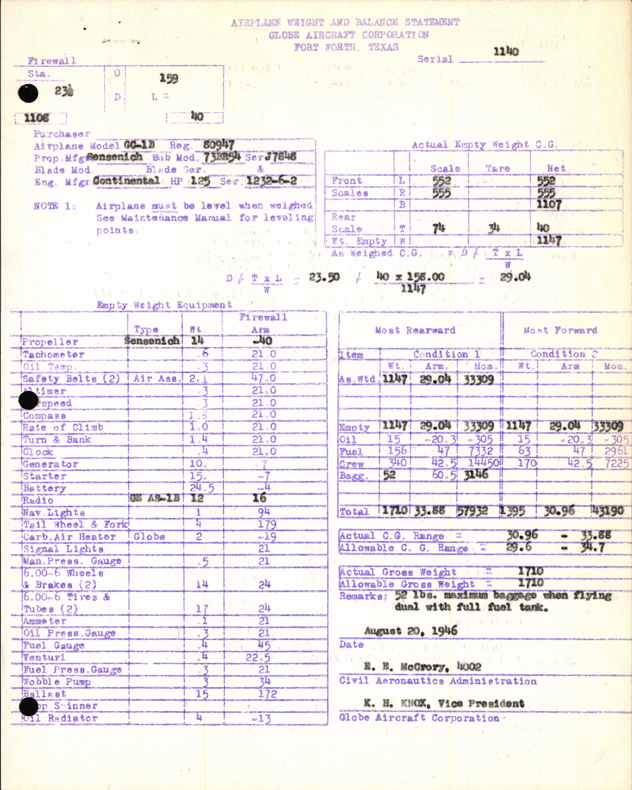 Sample page 5 from AirCorps Library document: Technical Information for Serial Number 1140