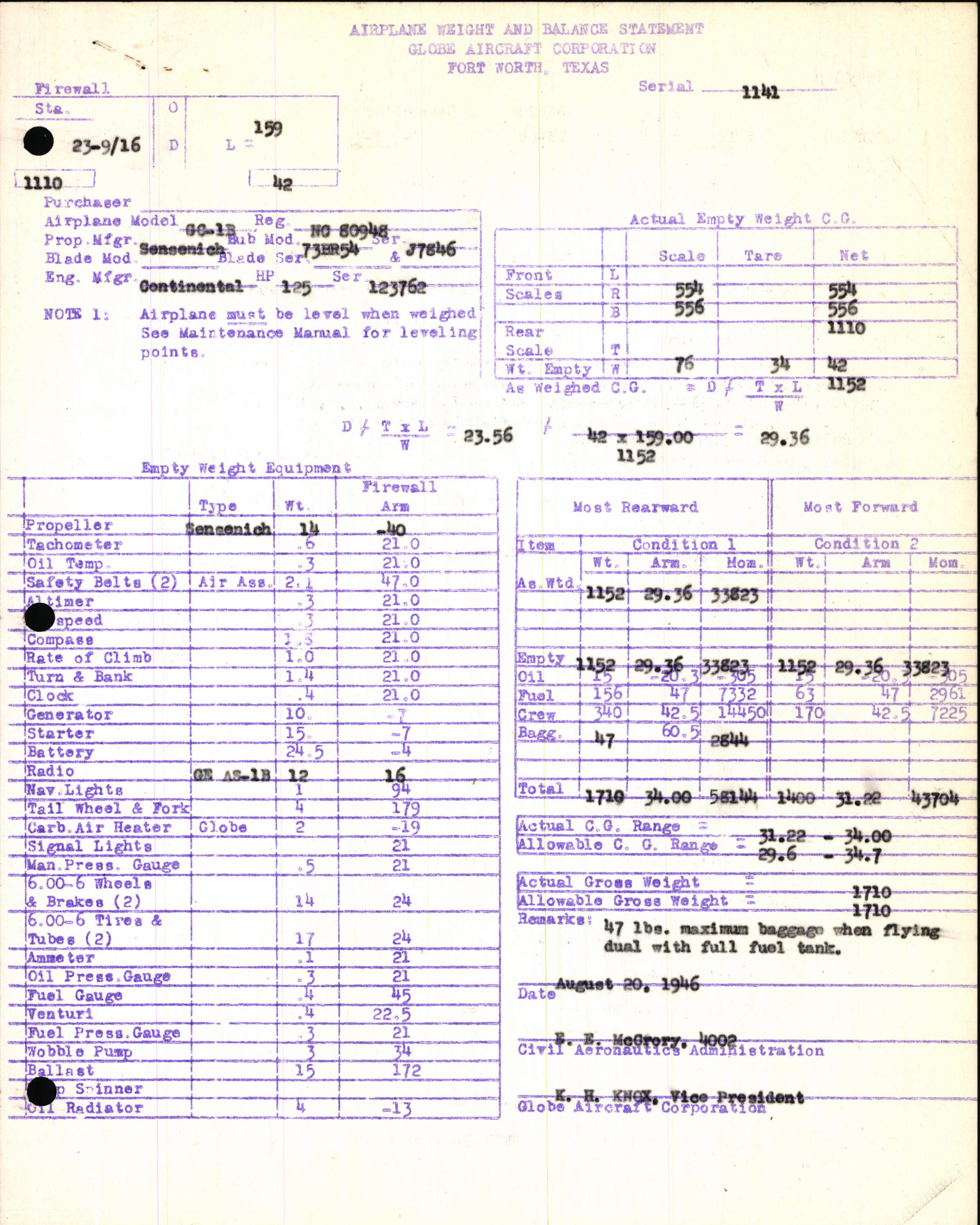 Sample page 5 from AirCorps Library document: Technical Information for Serial Number 1141