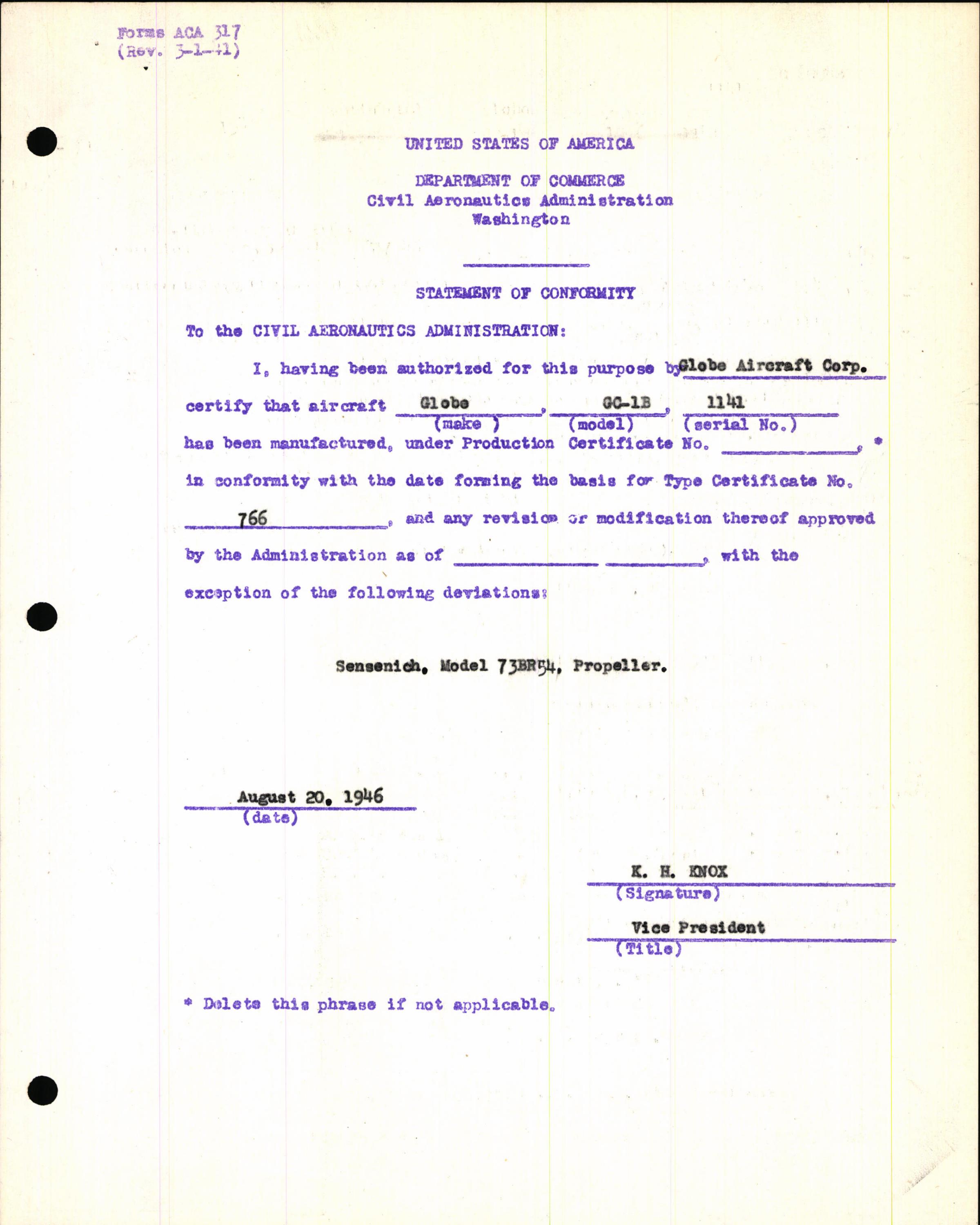 Sample page 7 from AirCorps Library document: Technical Information for Serial Number 1141