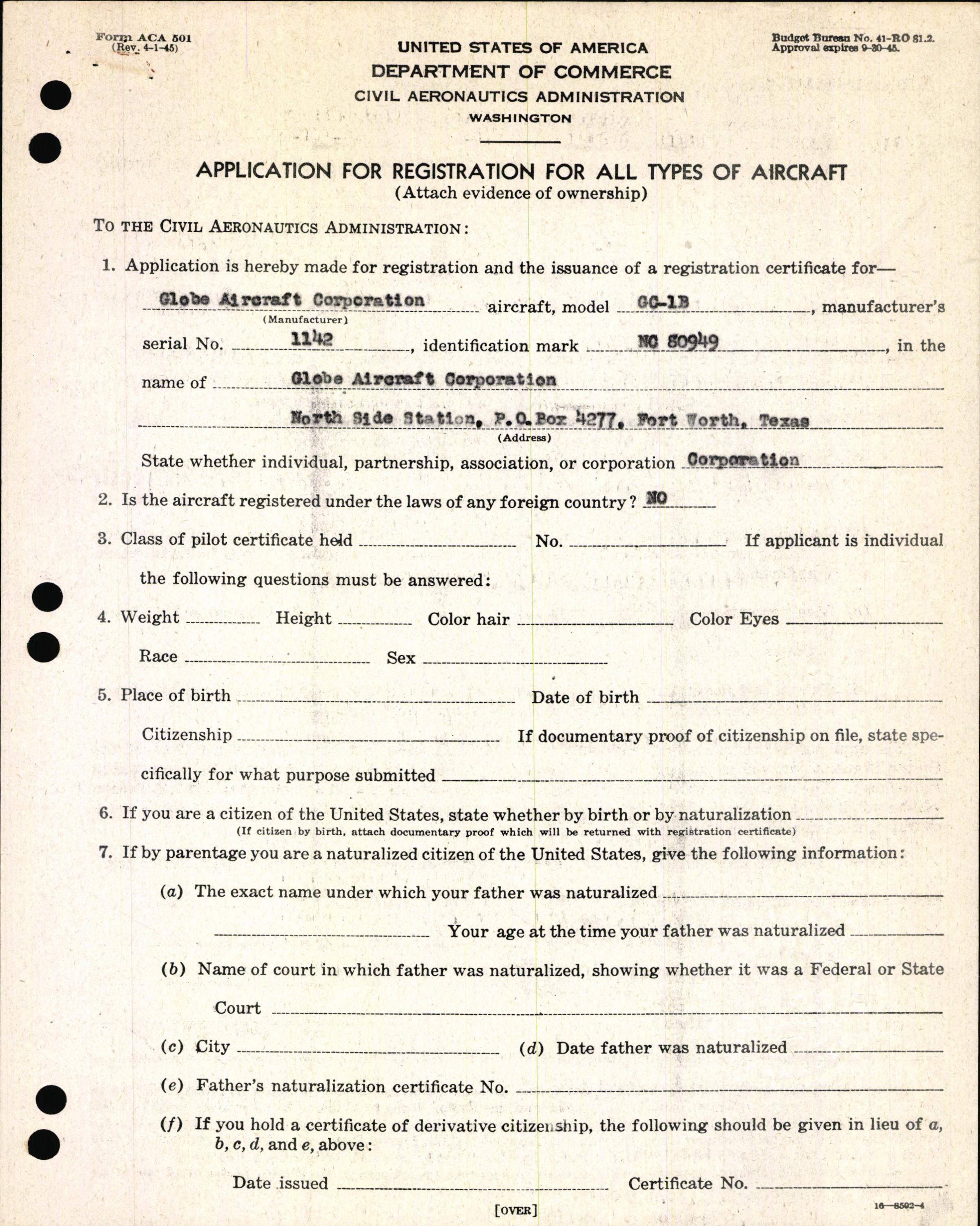 Sample page 3 from AirCorps Library document: Technical Information for Serial Number 1142