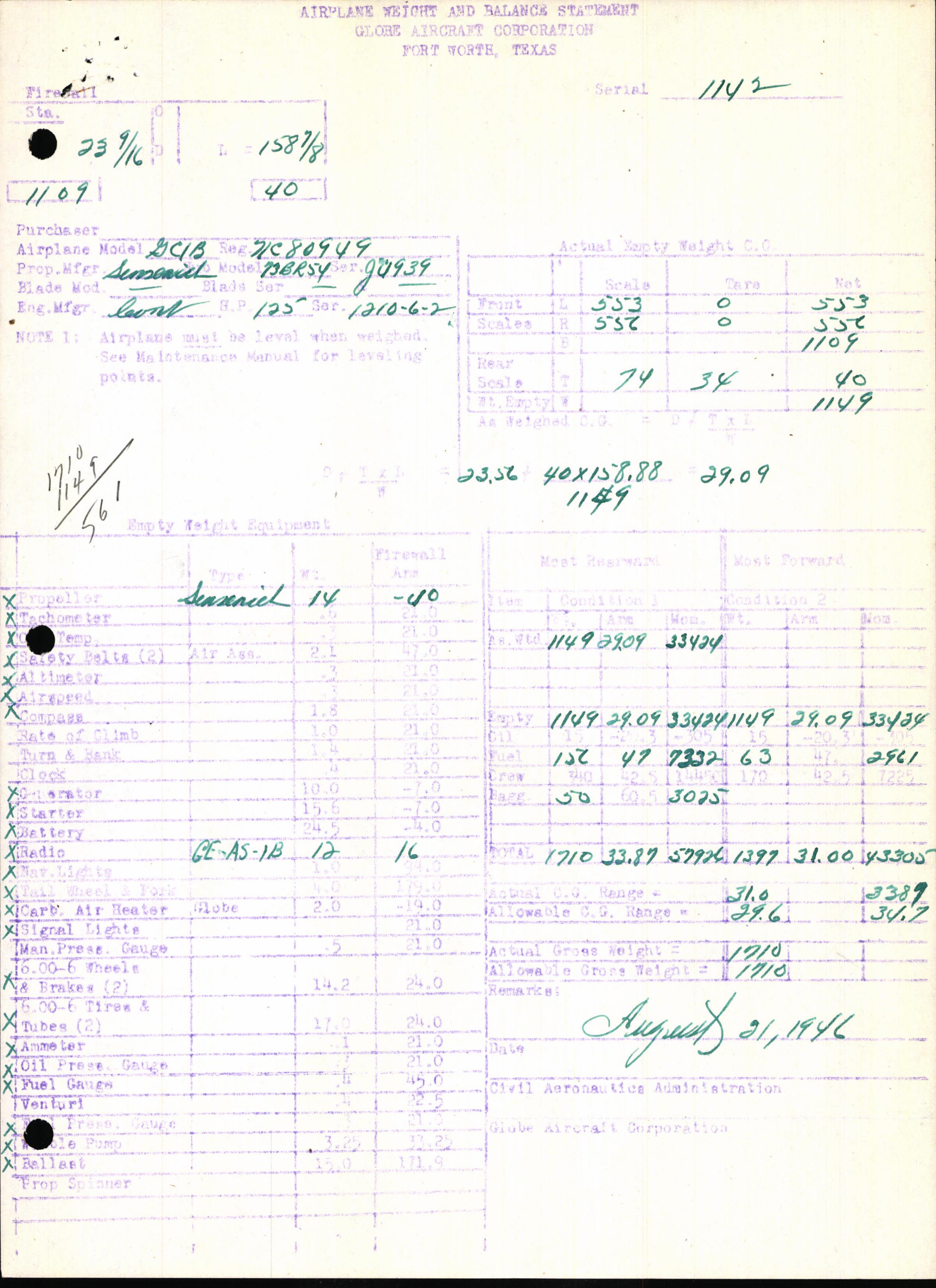 Sample page 7 from AirCorps Library document: Technical Information for Serial Number 1142