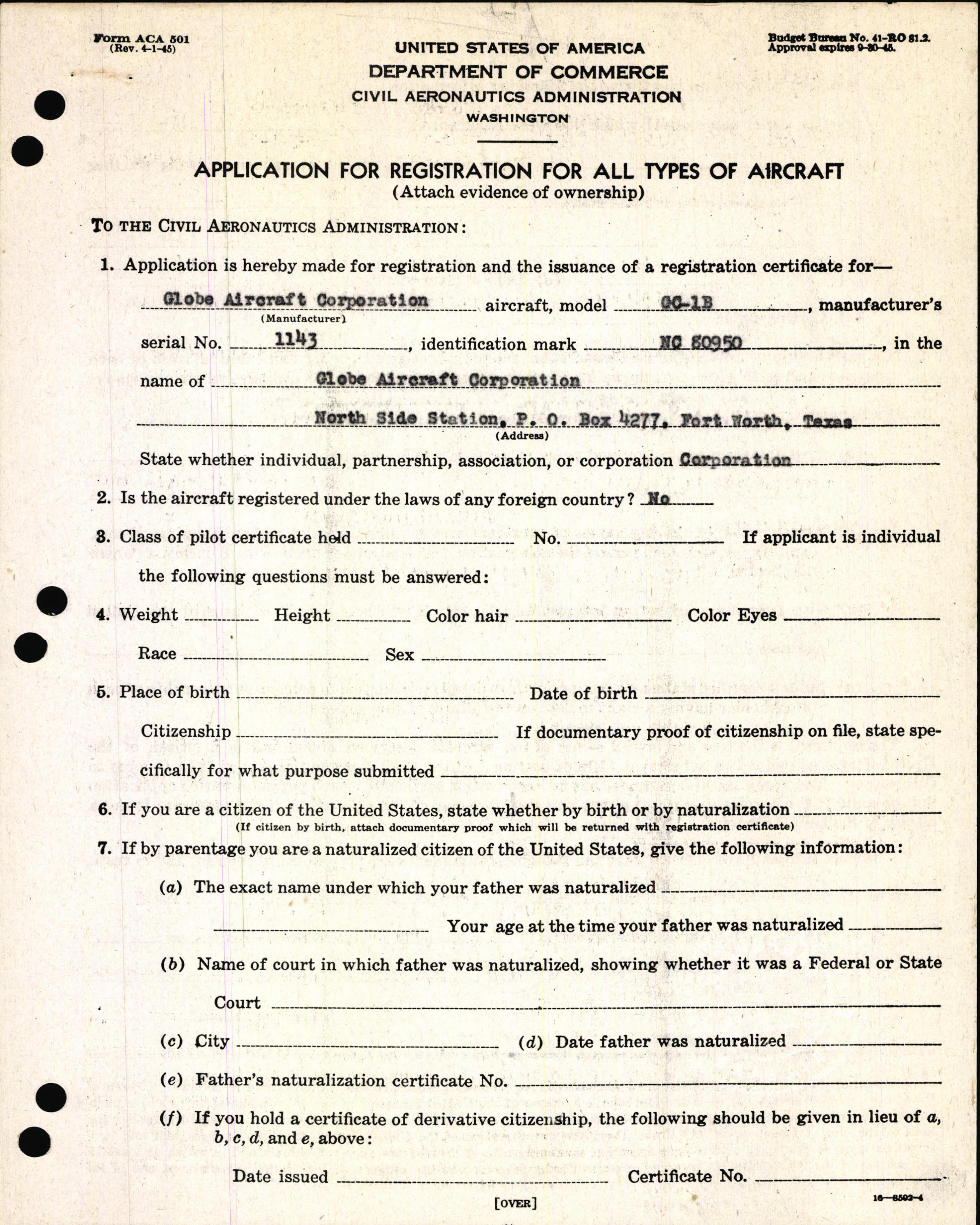 Sample page 3 from AirCorps Library document: Technical Information for Serial Number 1143