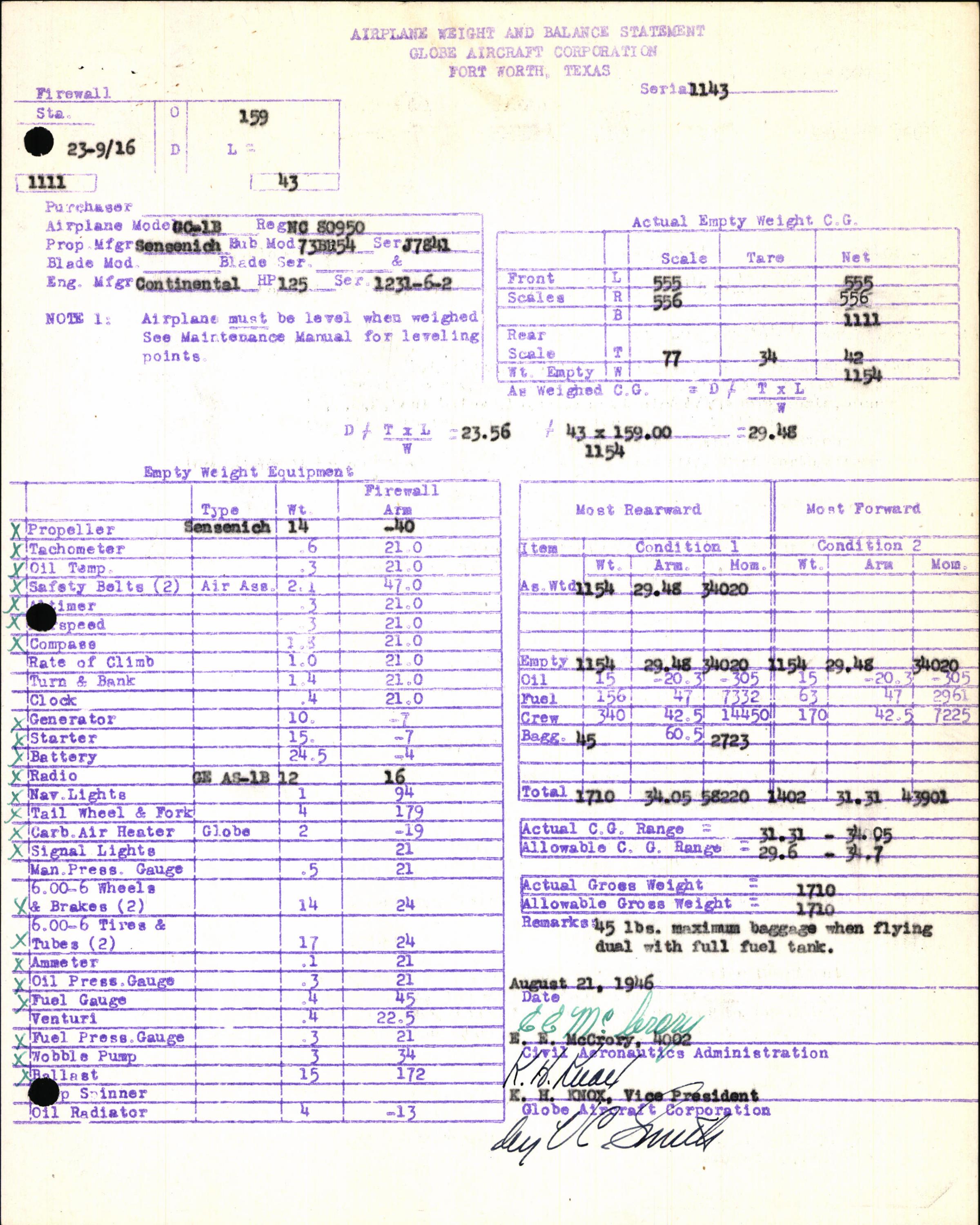 Sample page 7 from AirCorps Library document: Technical Information for Serial Number 1143