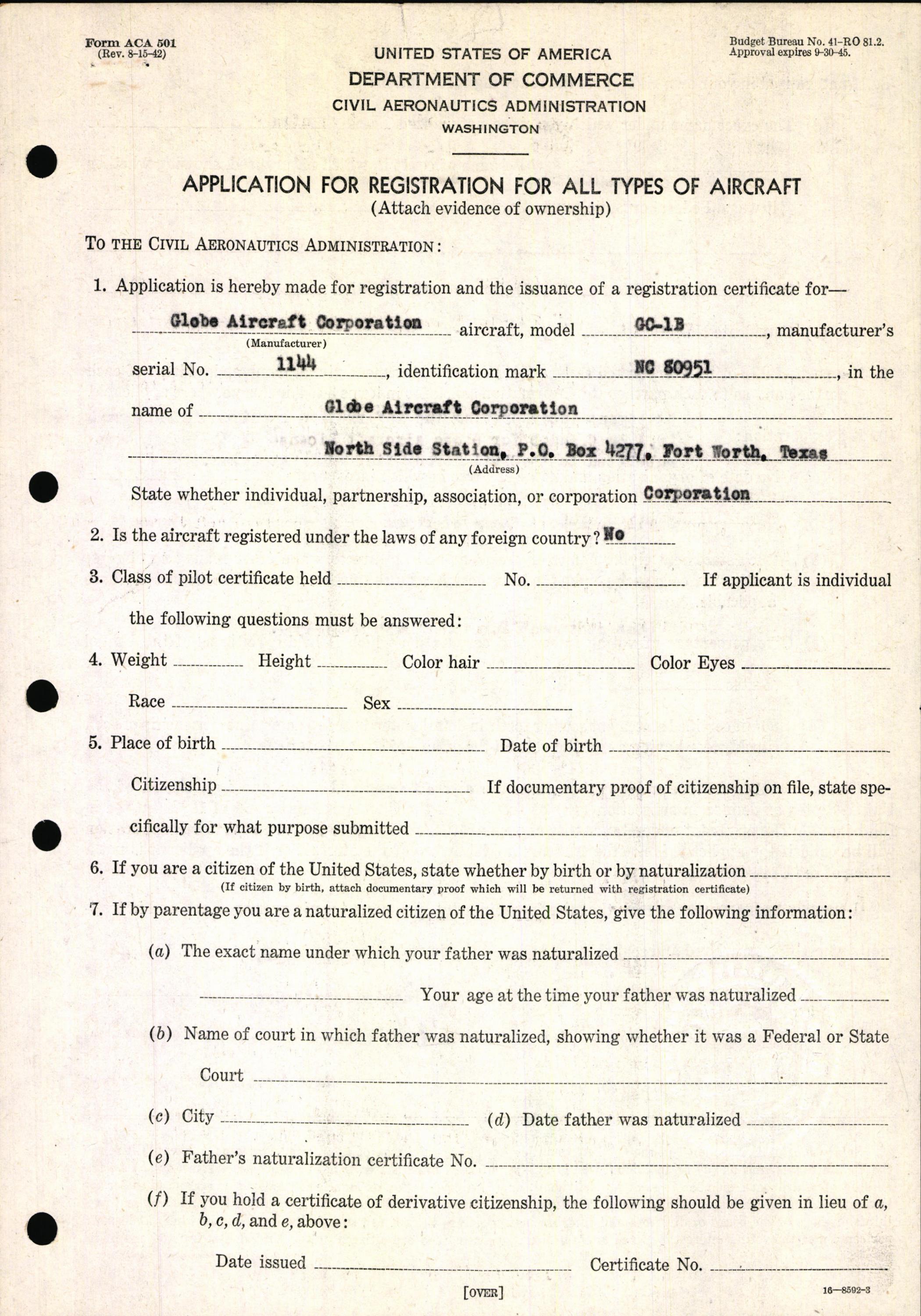 Sample page 3 from AirCorps Library document: Technical Information for Serial Number 1144