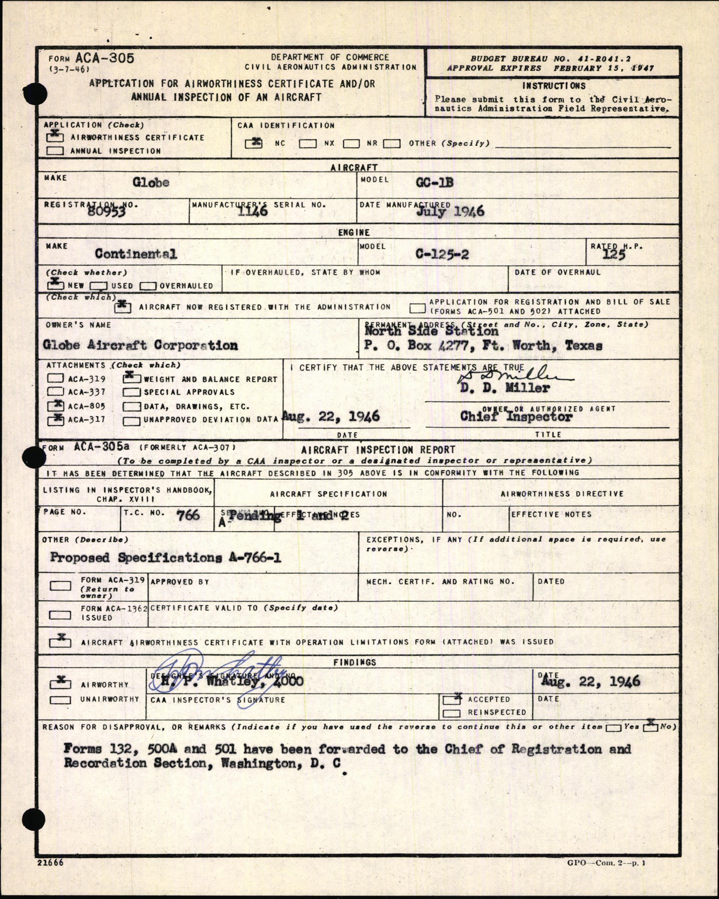 Sample page 5 from AirCorps Library document: Technical Information for Serial Number 1146