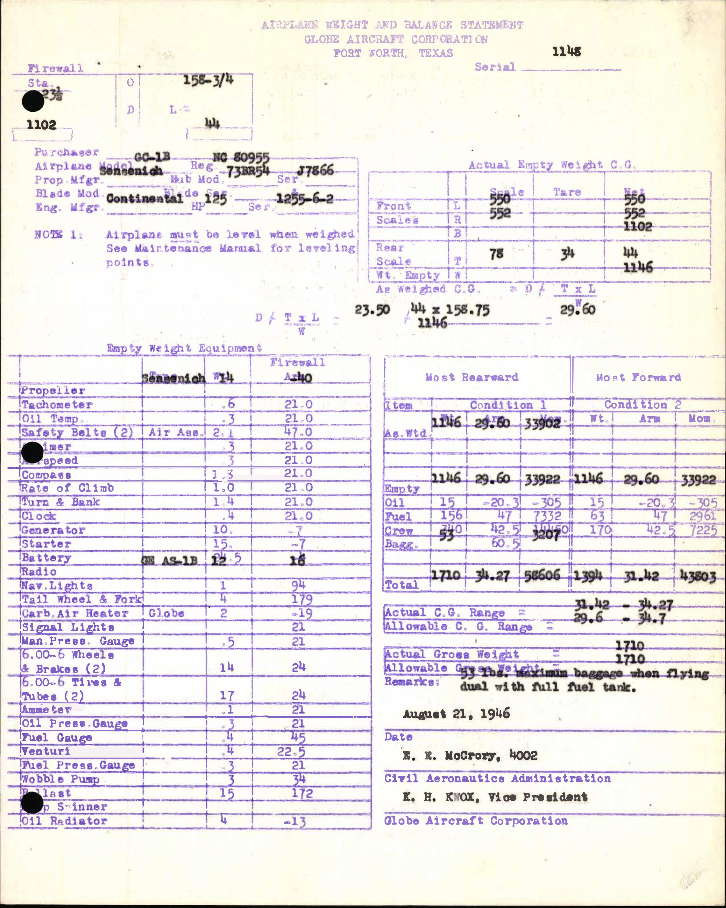 Sample page 5 from AirCorps Library document: Technical Information for Serial Number 1148