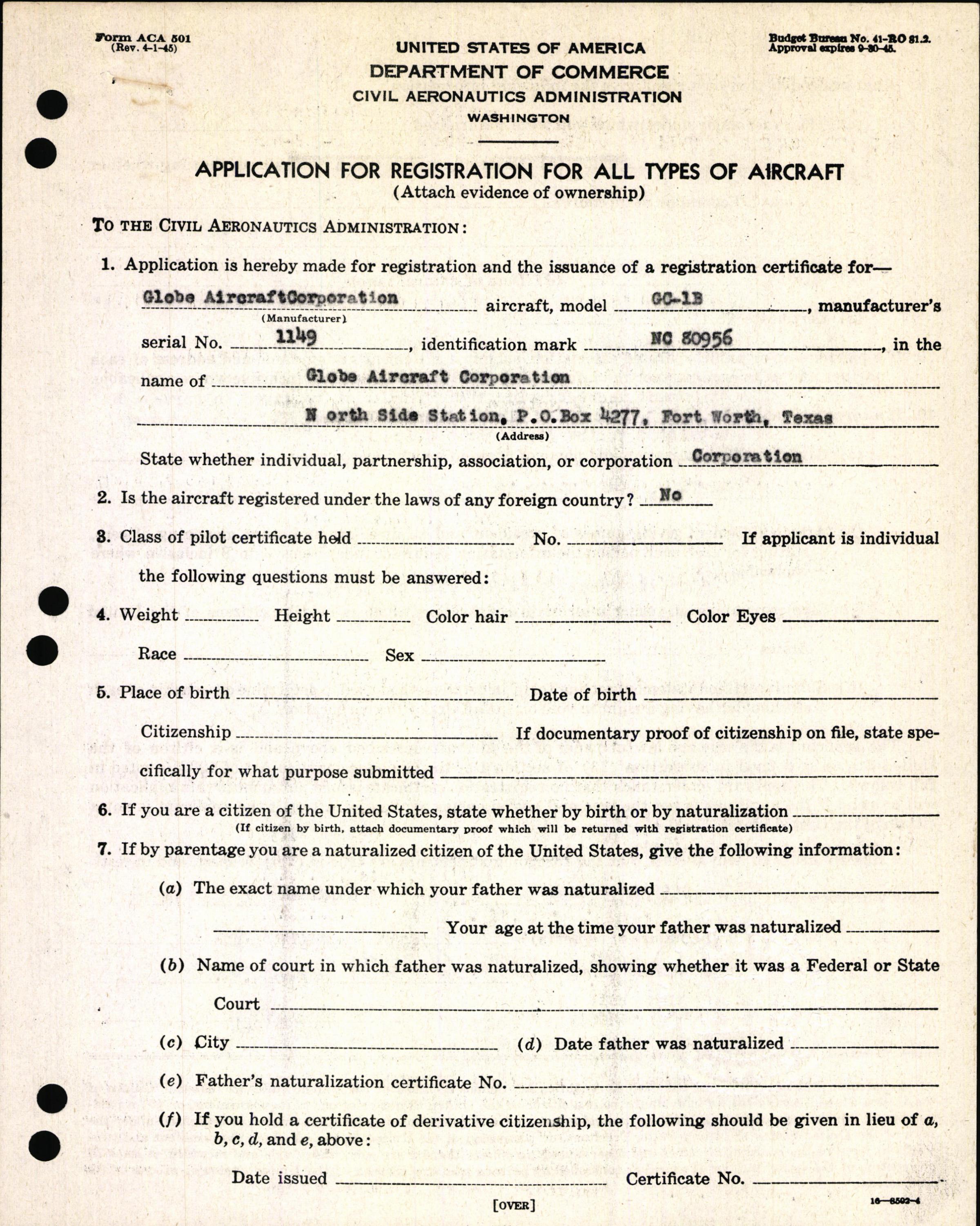 Sample page 3 from AirCorps Library document: Technical Information for Serial Number 1149