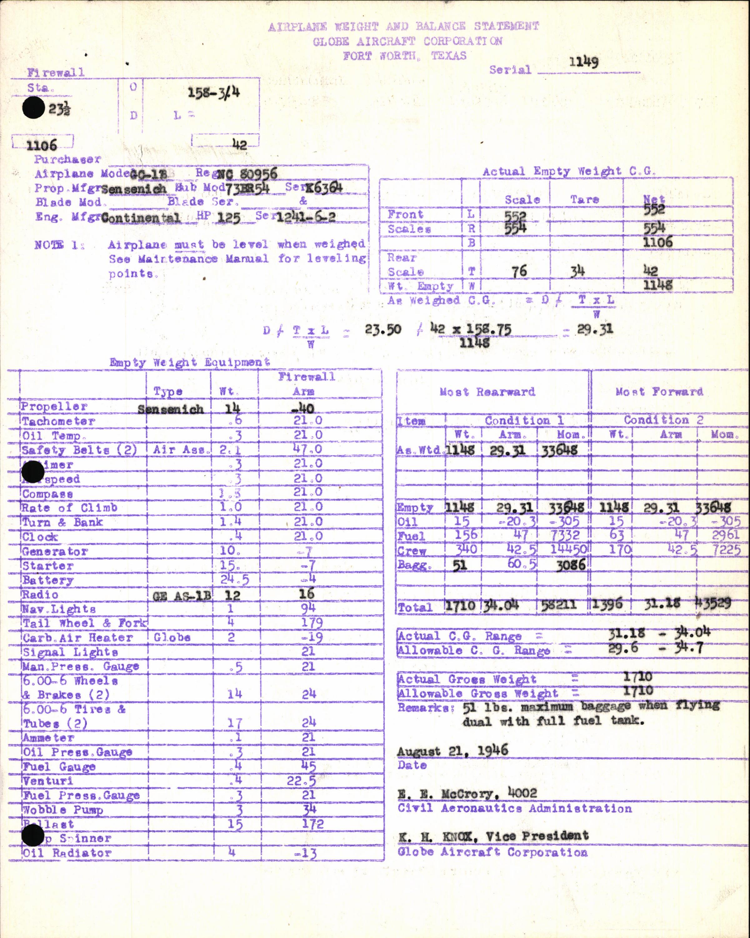 Sample page 5 from AirCorps Library document: Technical Information for Serial Number 1149