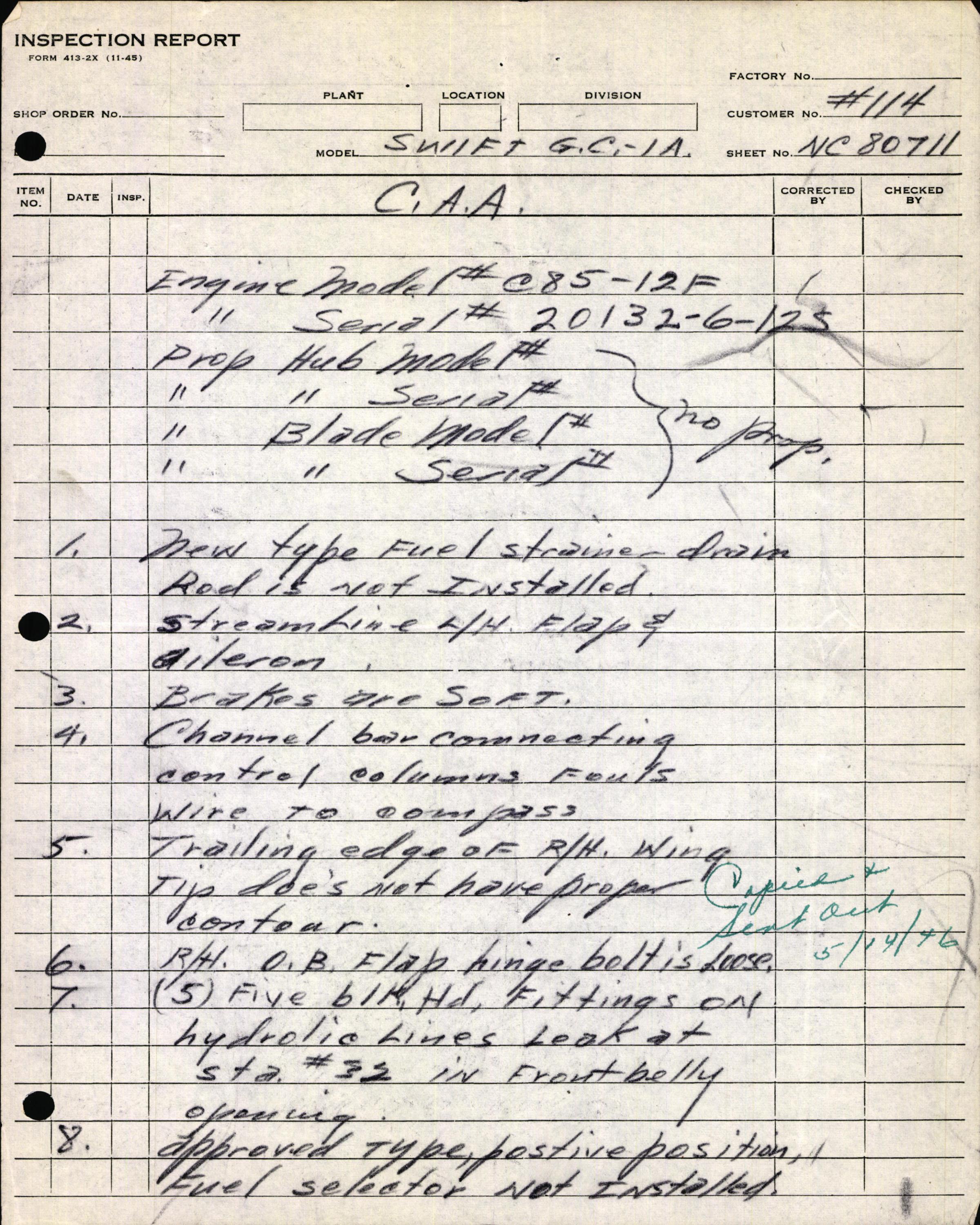 Sample page 11 from AirCorps Library document: Technical Information for Serial Number 114