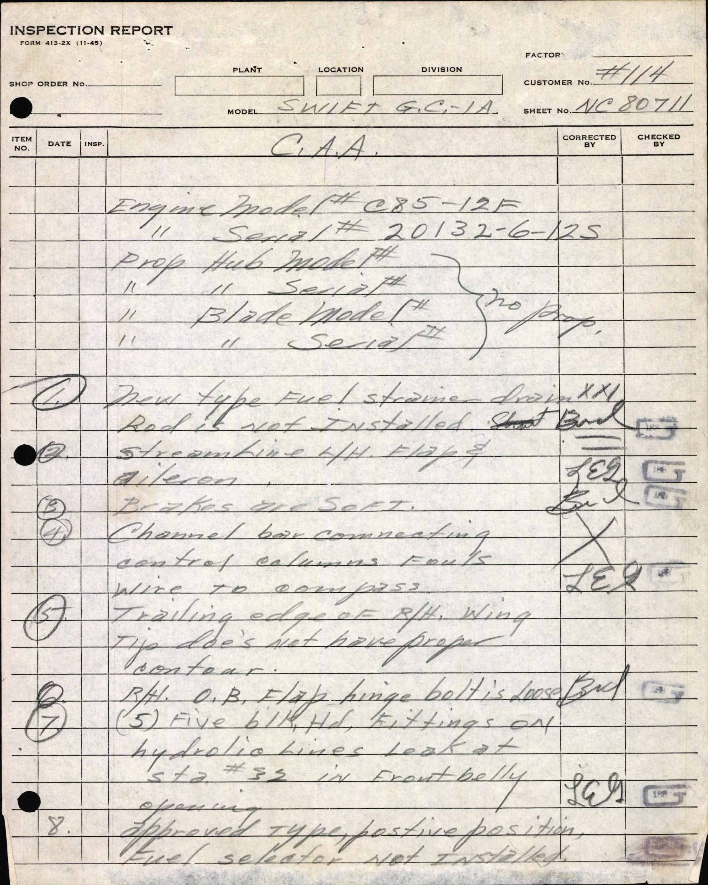 Sample page 13 from AirCorps Library document: Technical Information for Serial Number 114