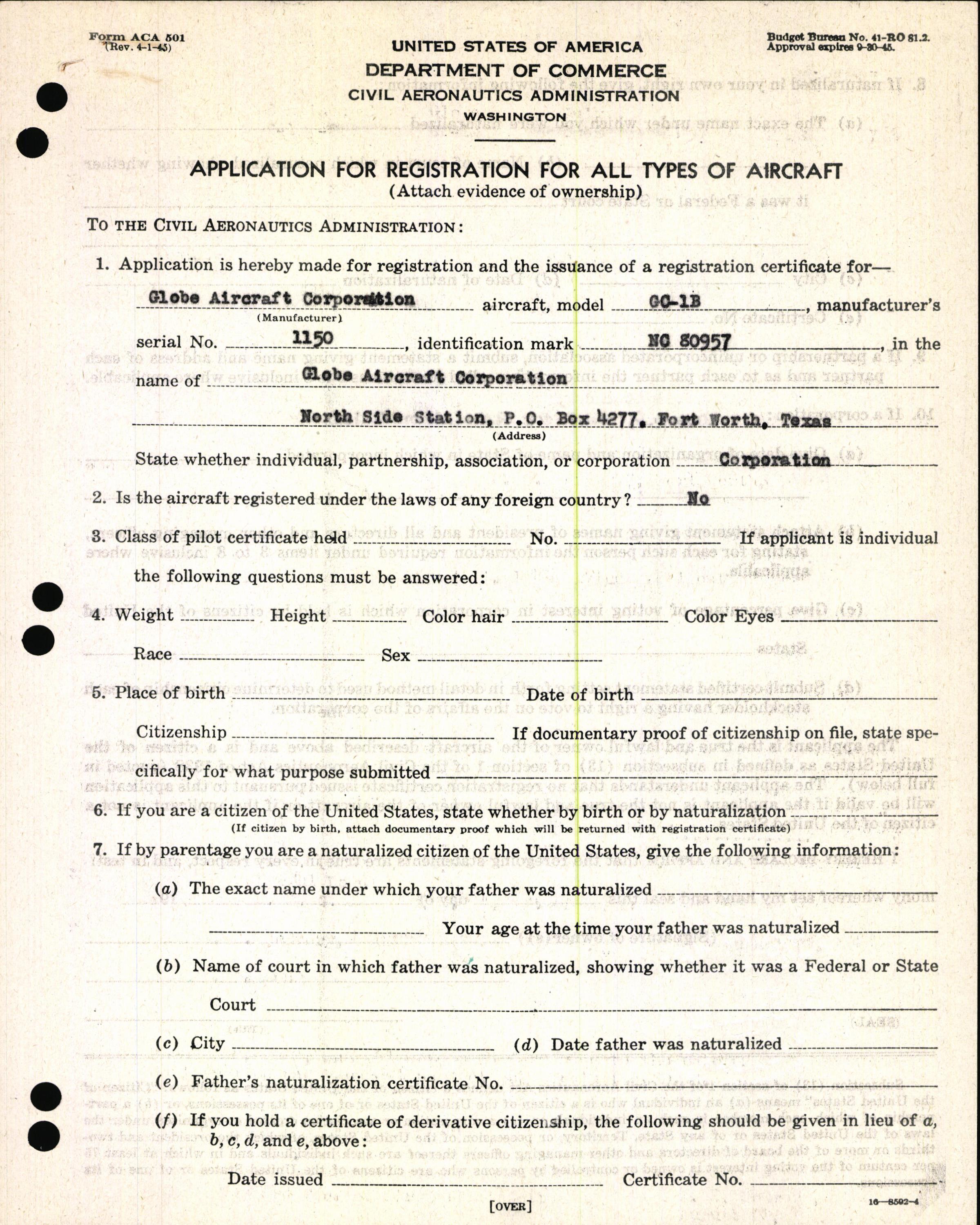 Sample page 3 from AirCorps Library document: Technical Information for Serial Number 1150