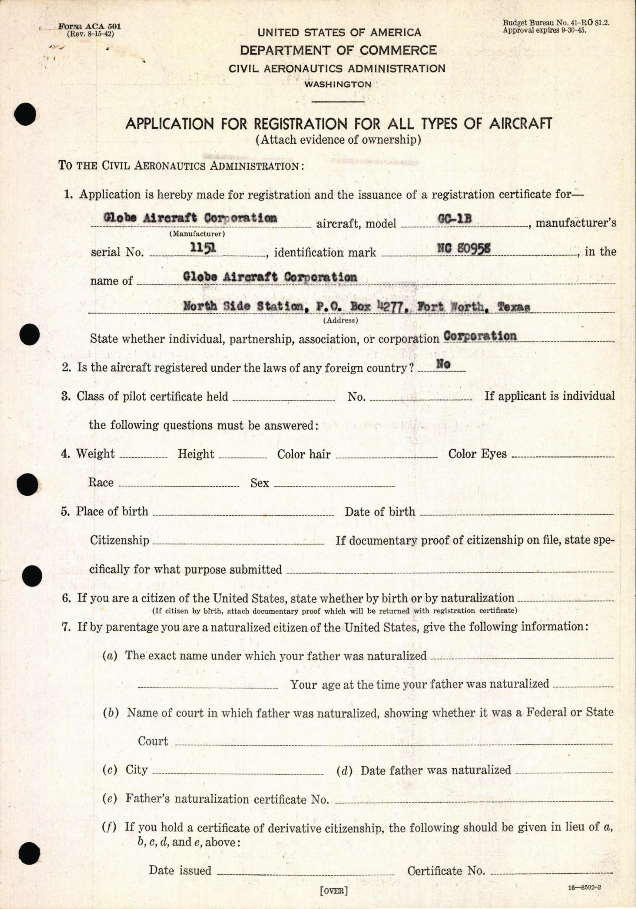 Sample page 3 from AirCorps Library document: Technical Information for Serial Number 1151