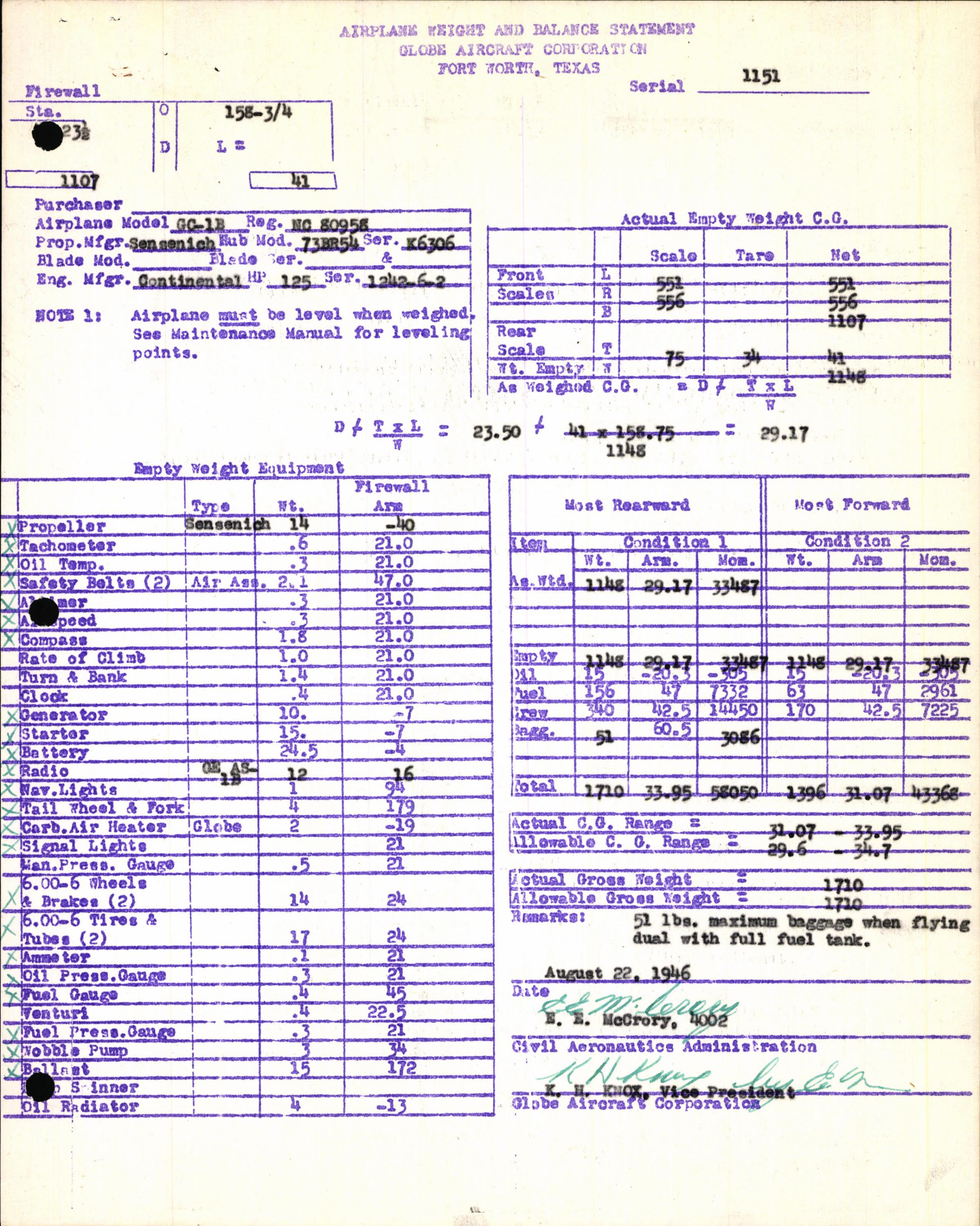 Sample page 7 from AirCorps Library document: Technical Information for Serial Number 1151