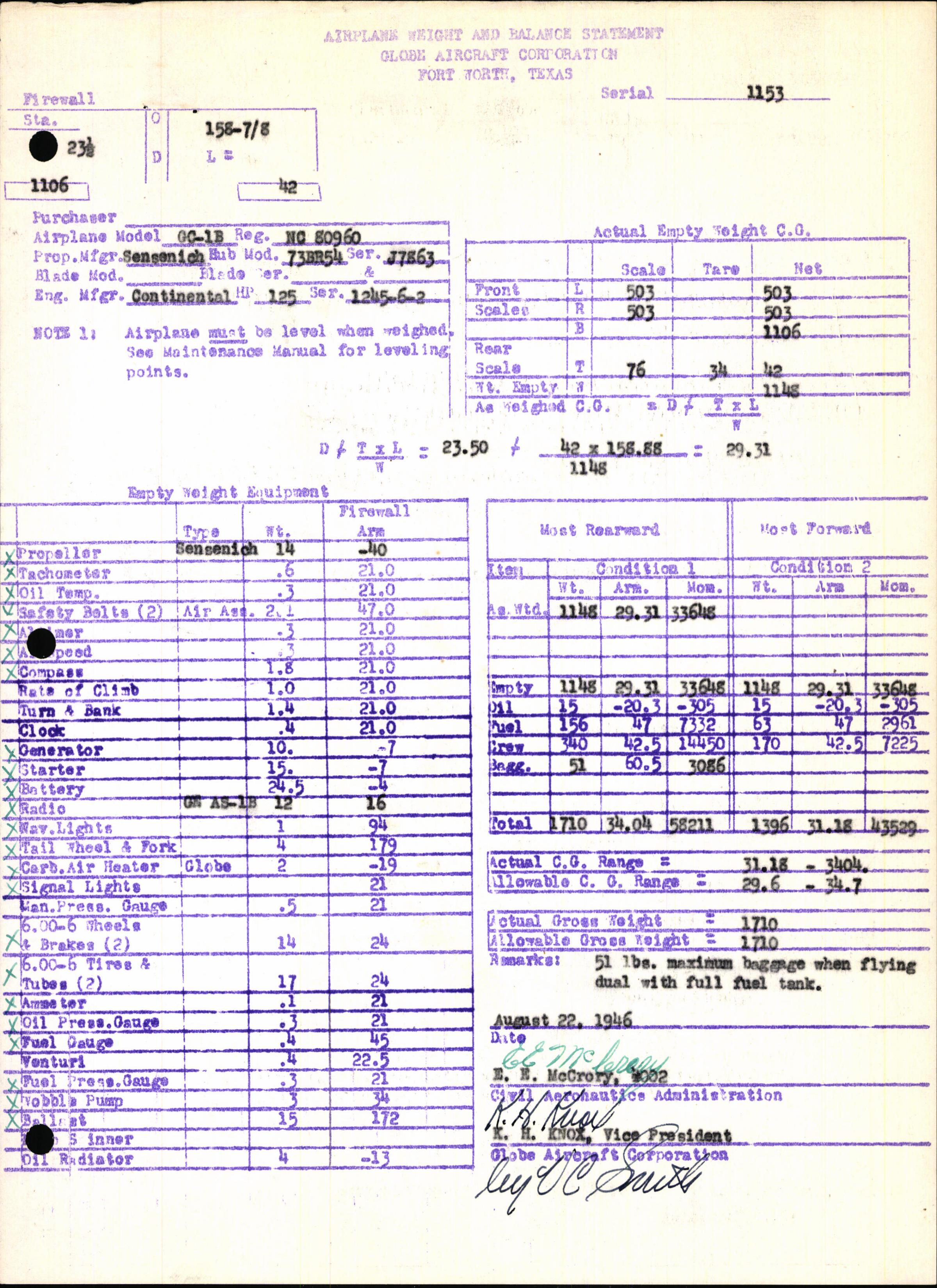 Sample page 5 from AirCorps Library document: Technical Information for Serial Number 1153