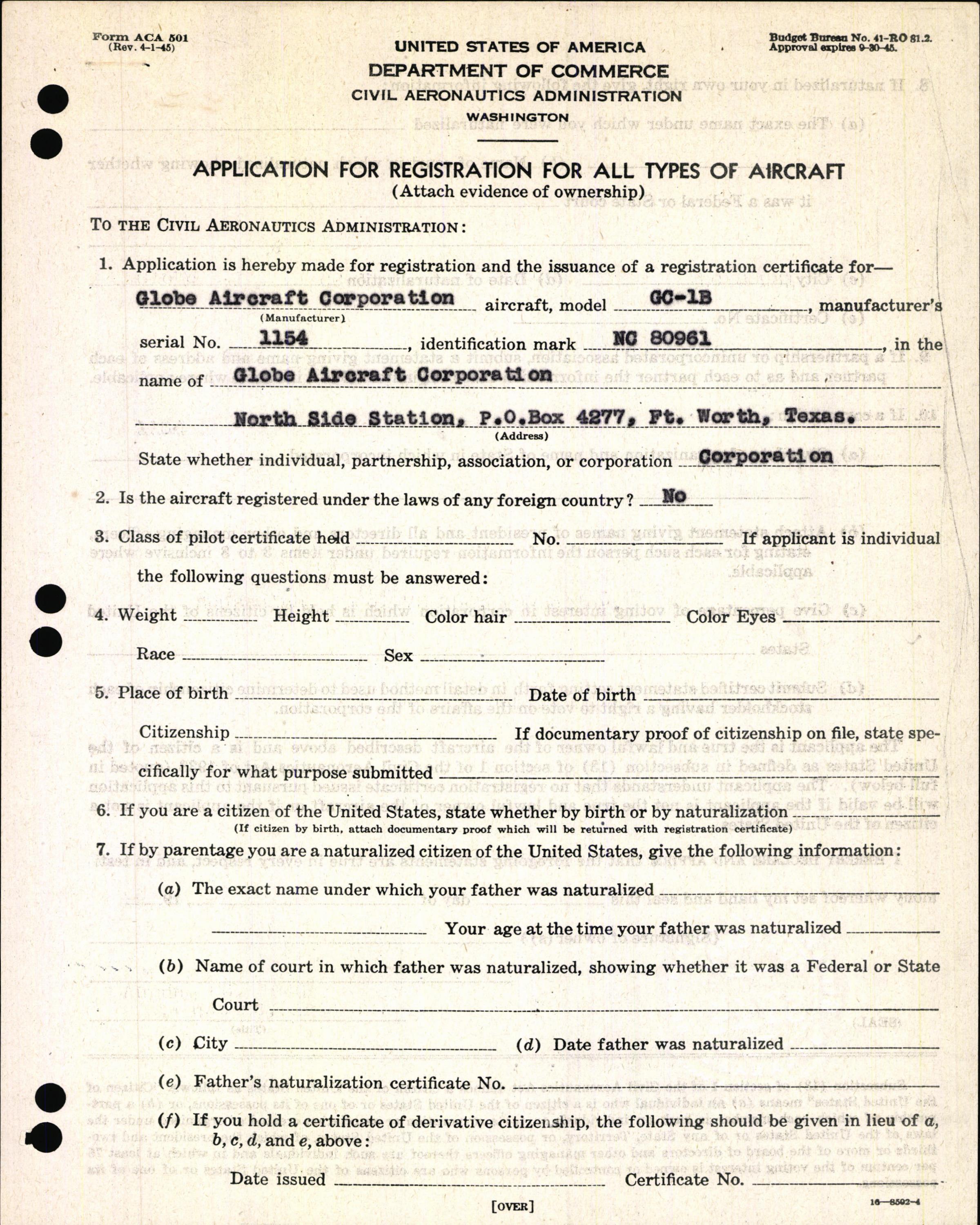 Sample page 3 from AirCorps Library document: Technical Information for Serial Number 1154