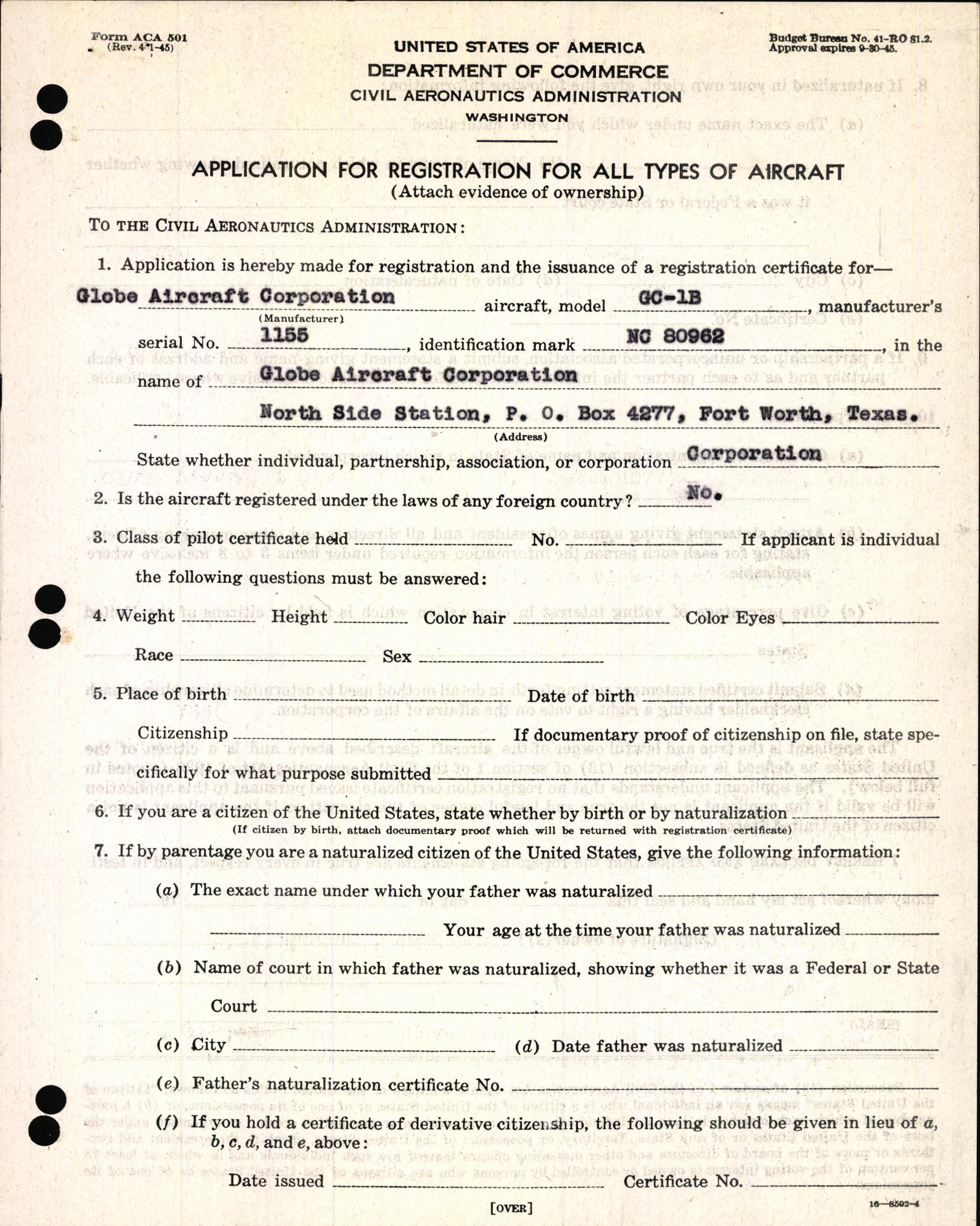 Sample page 3 from AirCorps Library document: Technical Information for Serial Number 1155