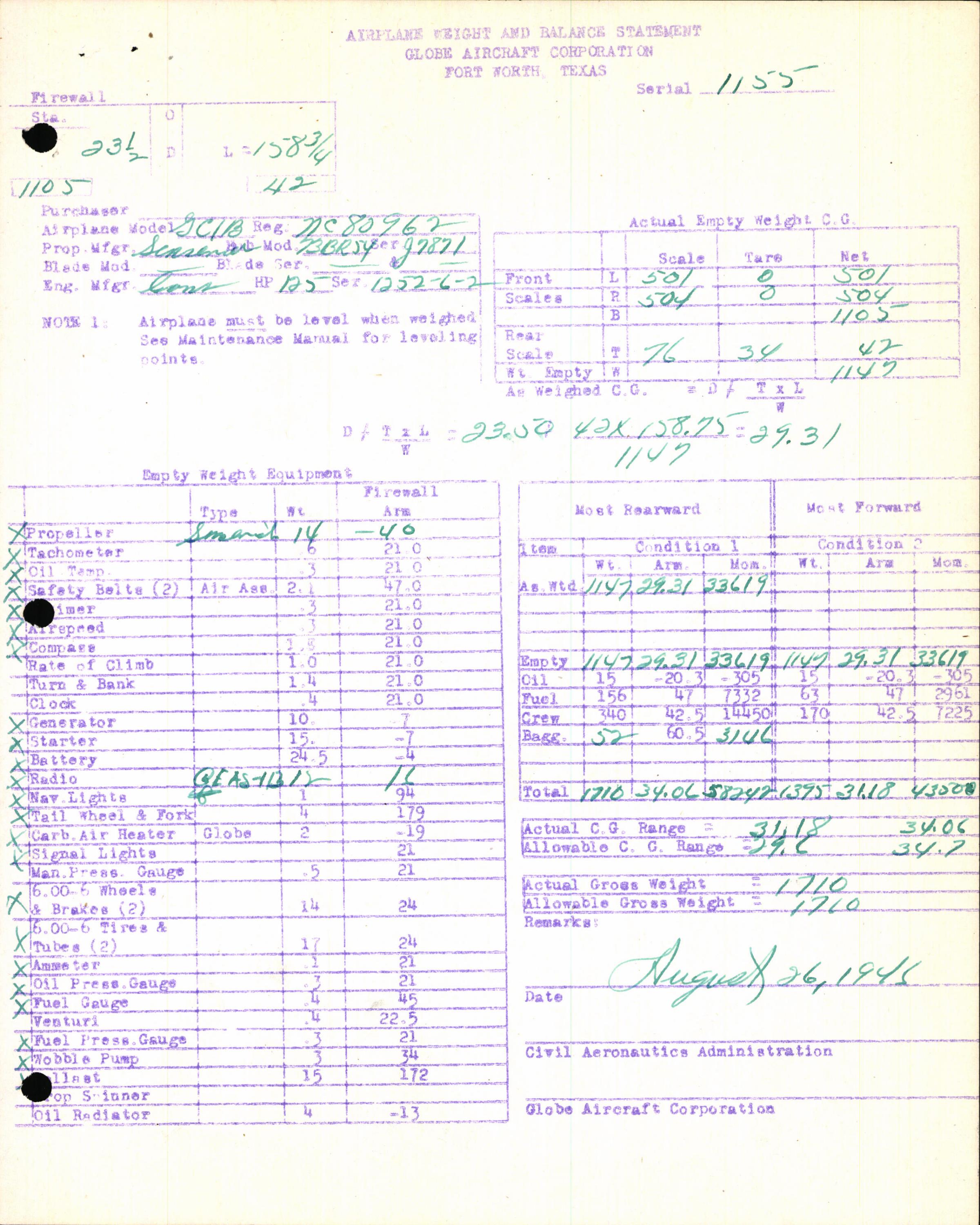 Sample page 7 from AirCorps Library document: Technical Information for Serial Number 1155