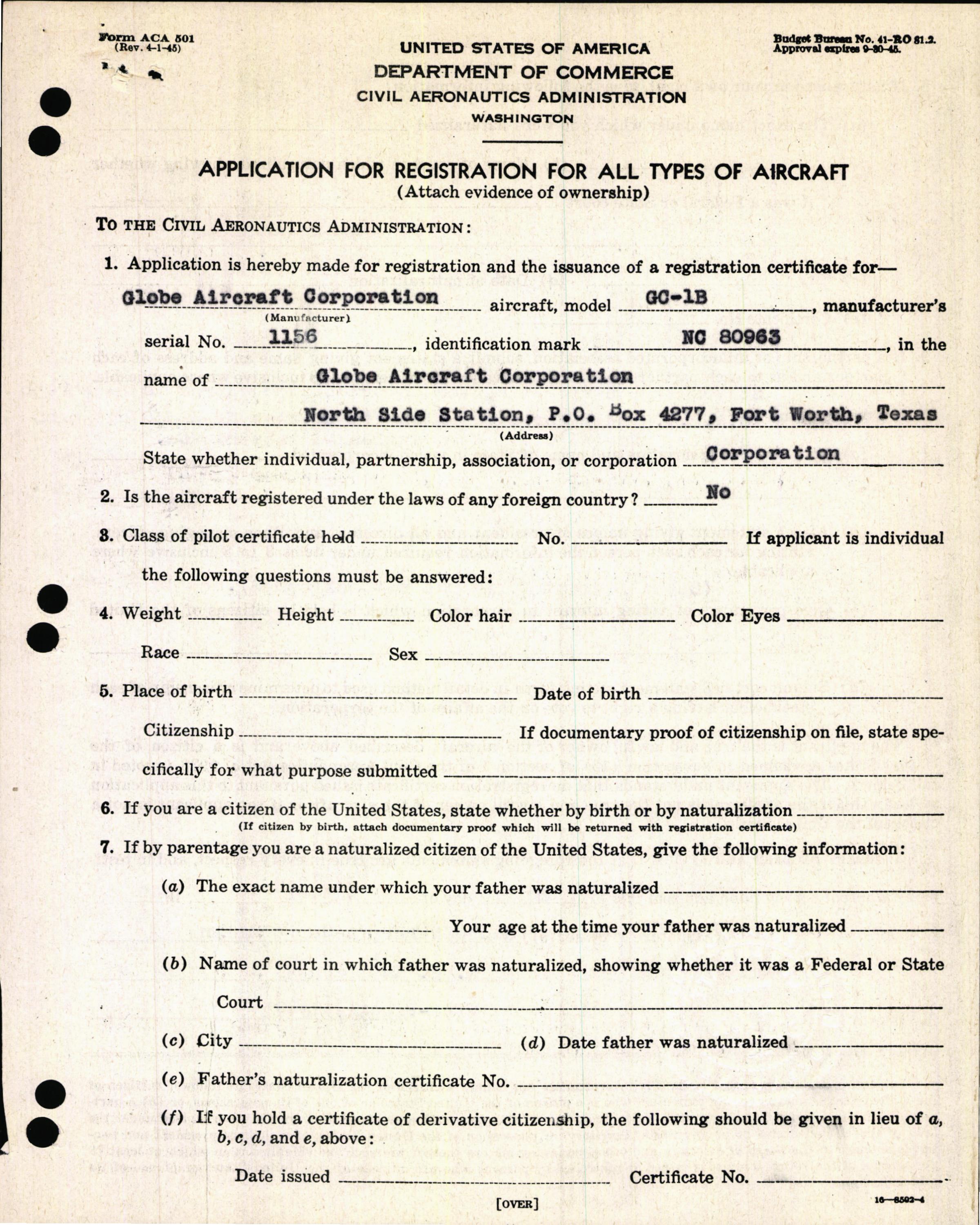 Sample page 3 from AirCorps Library document: Technical Information for Serial Number 1156