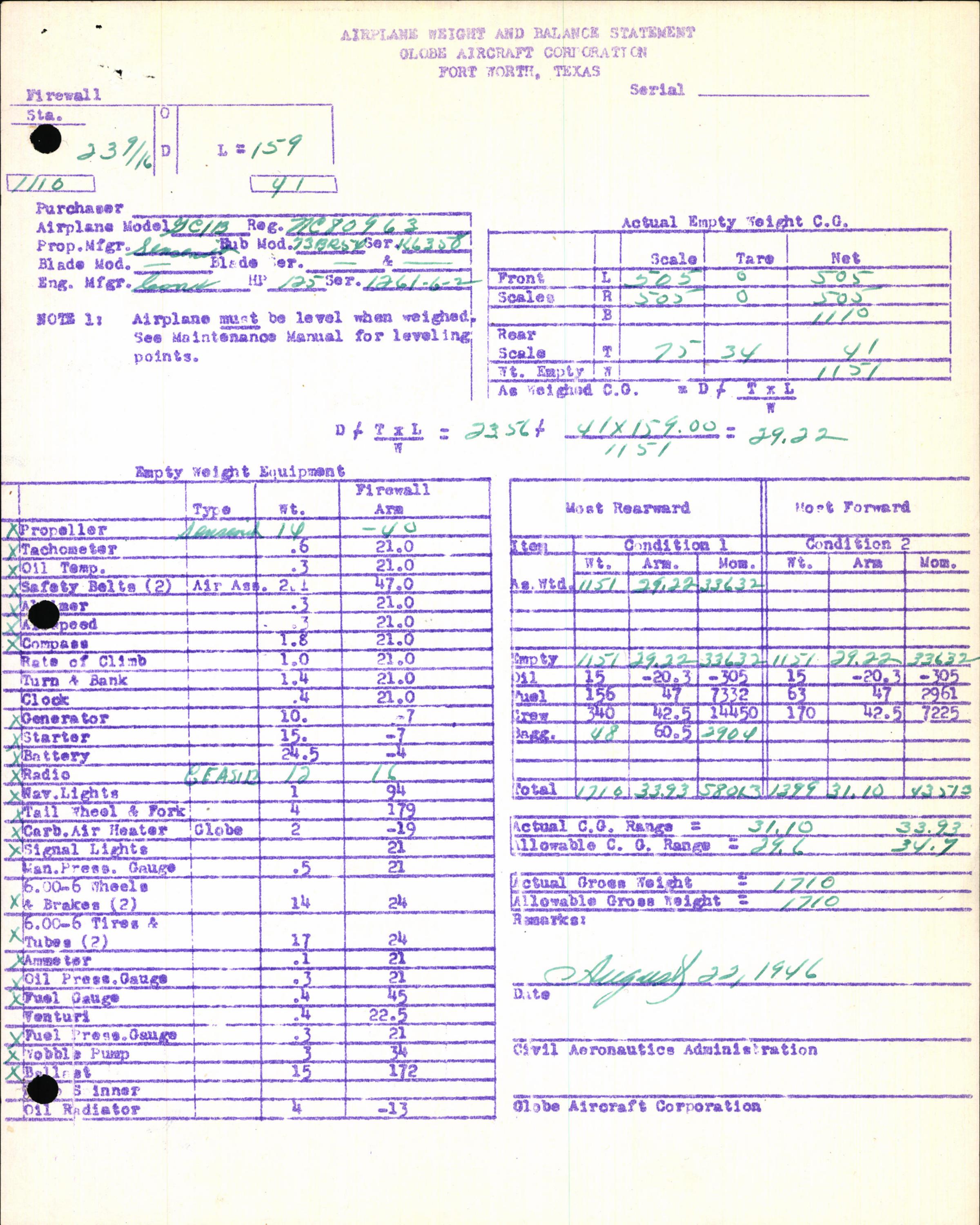 Sample page 7 from AirCorps Library document: Technical Information for Serial Number 1156