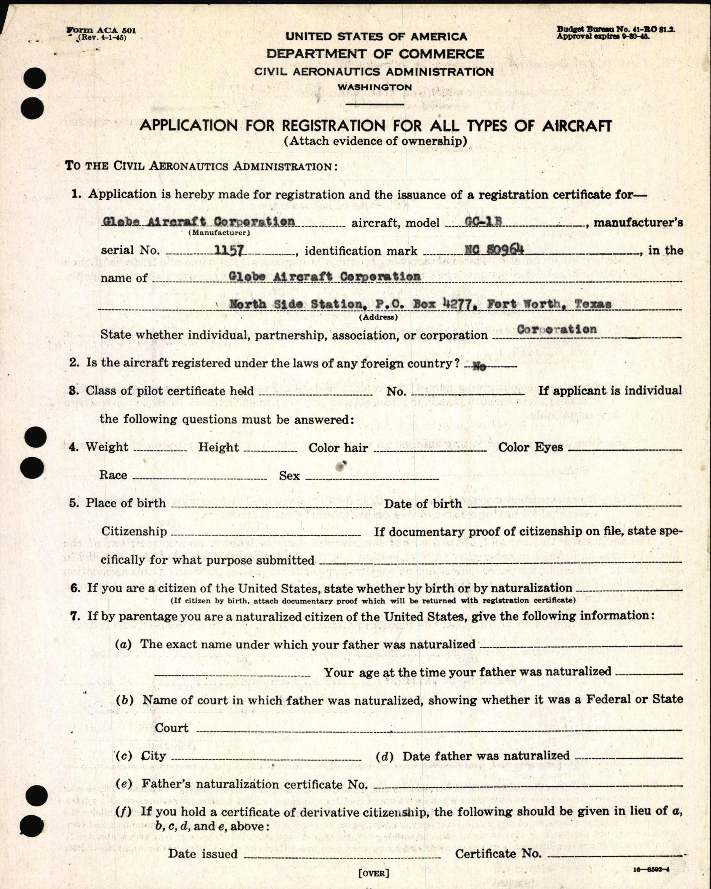 Sample page 3 from AirCorps Library document: Technical Information for Serial Number 1157